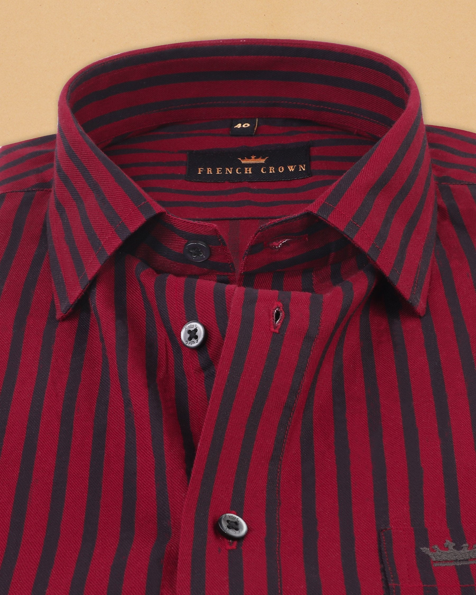 Red and black Striped Premium Cotton SHIRT