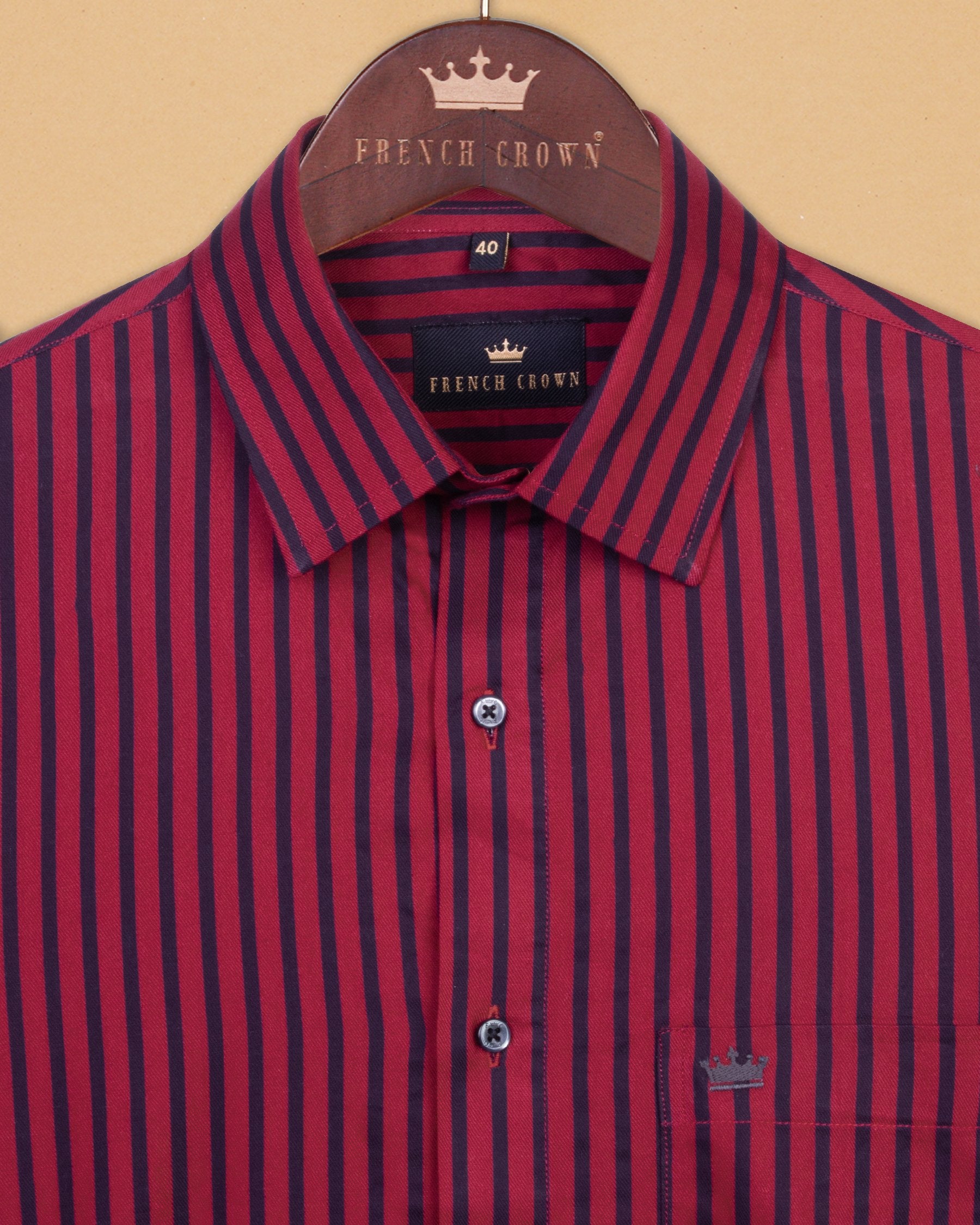 Red and black Striped Premium Cotton SHIRT