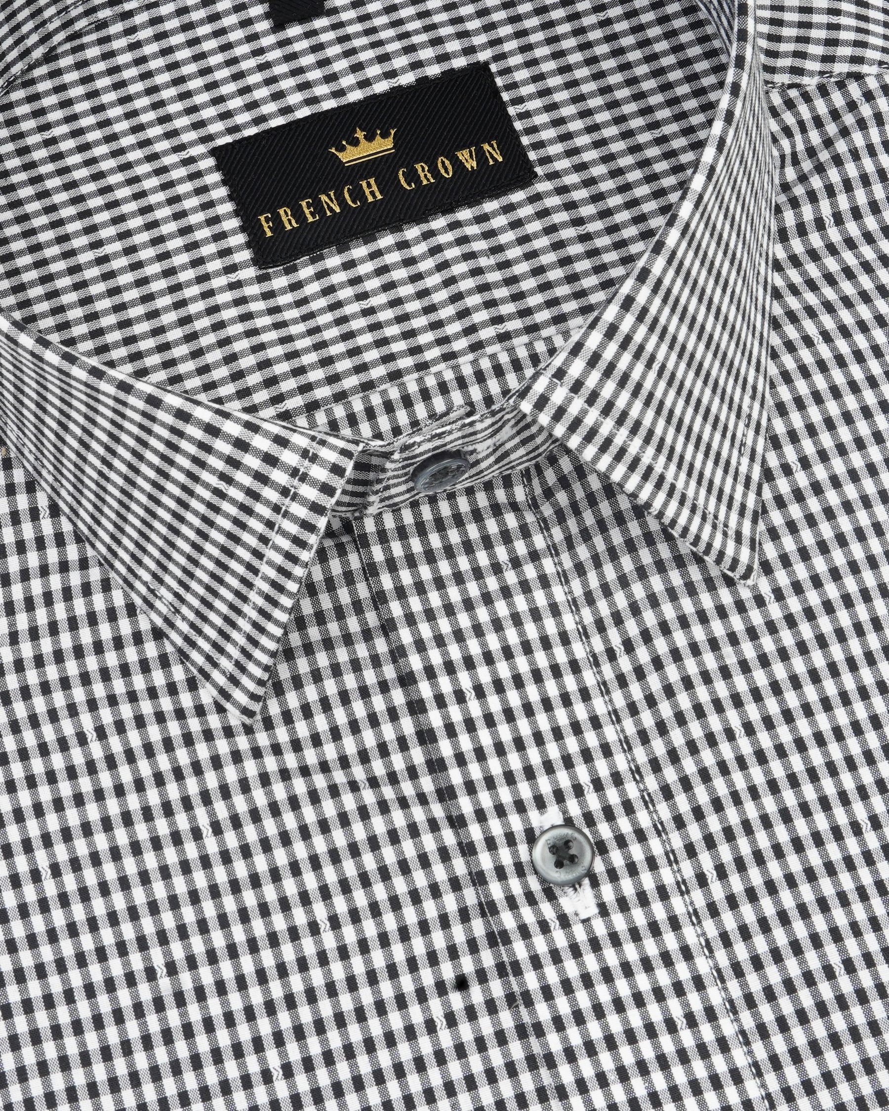 Black and White Micro Checked Premium Cotton Shirt