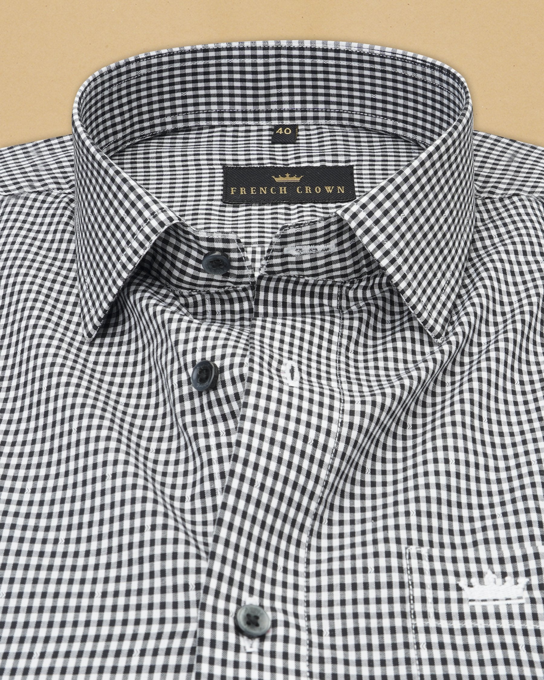 Black and White Micro Checked Premium Cotton Shirt