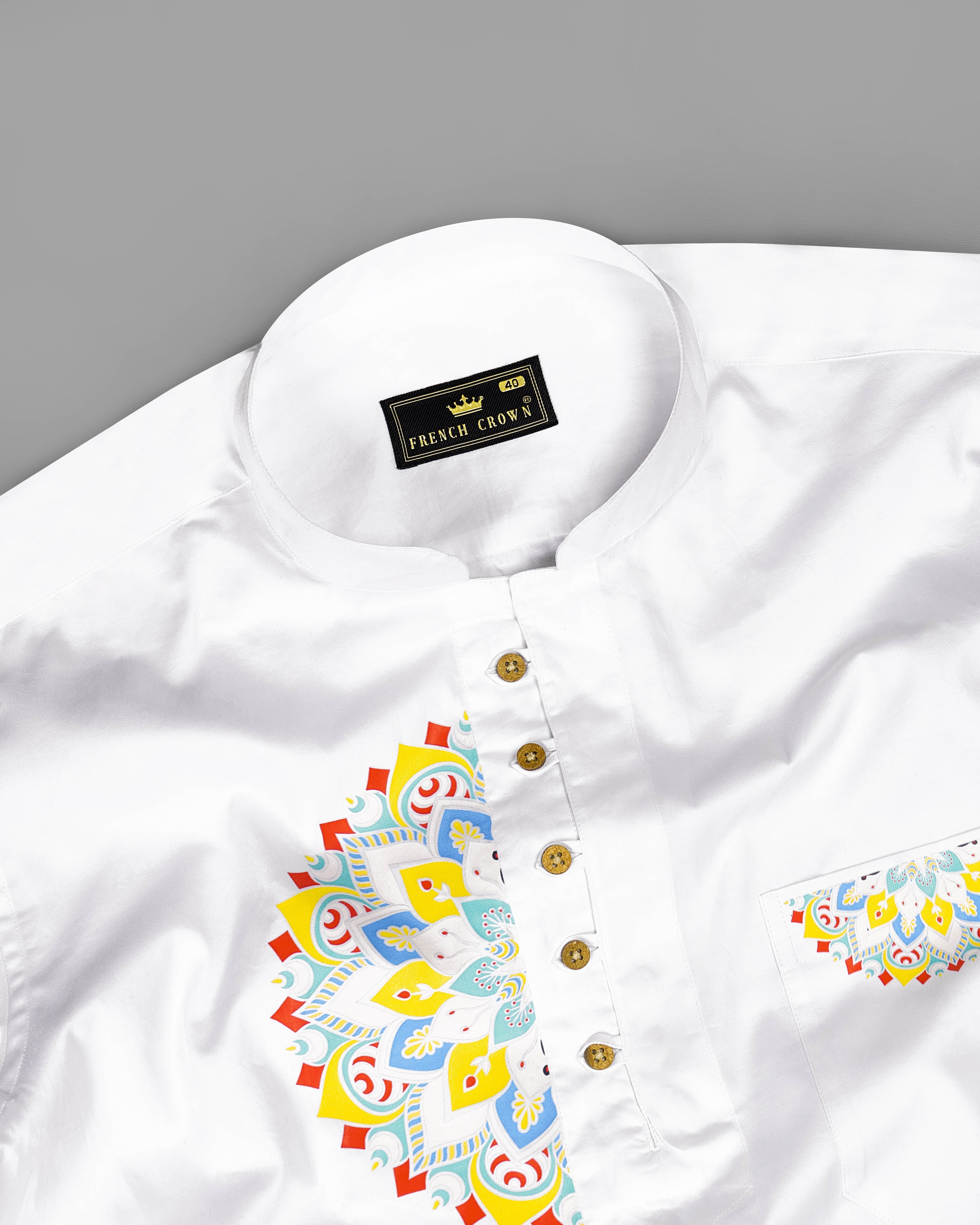 Bright White Indian Rangoli Hand Painted Super Soft Premium Cotton Kurta Shirt 2670-KS-ART-38, 2670-KS-ART-H-38, 2670-KS-ART-39, 2670-KS-ART-H-39, 2670-KS-ART-40, 2670-KS-ART-H-40, 2670-KS-ART-42, 2670-KS-ART-H-42, 2670-KS-ART-44, 2670-KS-ART-H-44, 2670-KS-ART-46, 2670-KS-ART-H-46, 2670-KS-ART-48, 2670-KS-ART-H-48, 2670-KS-ART-50, 2670-KS-ART-H-50, 2670-KS-ART-52, 2670-KS-ART-H-52