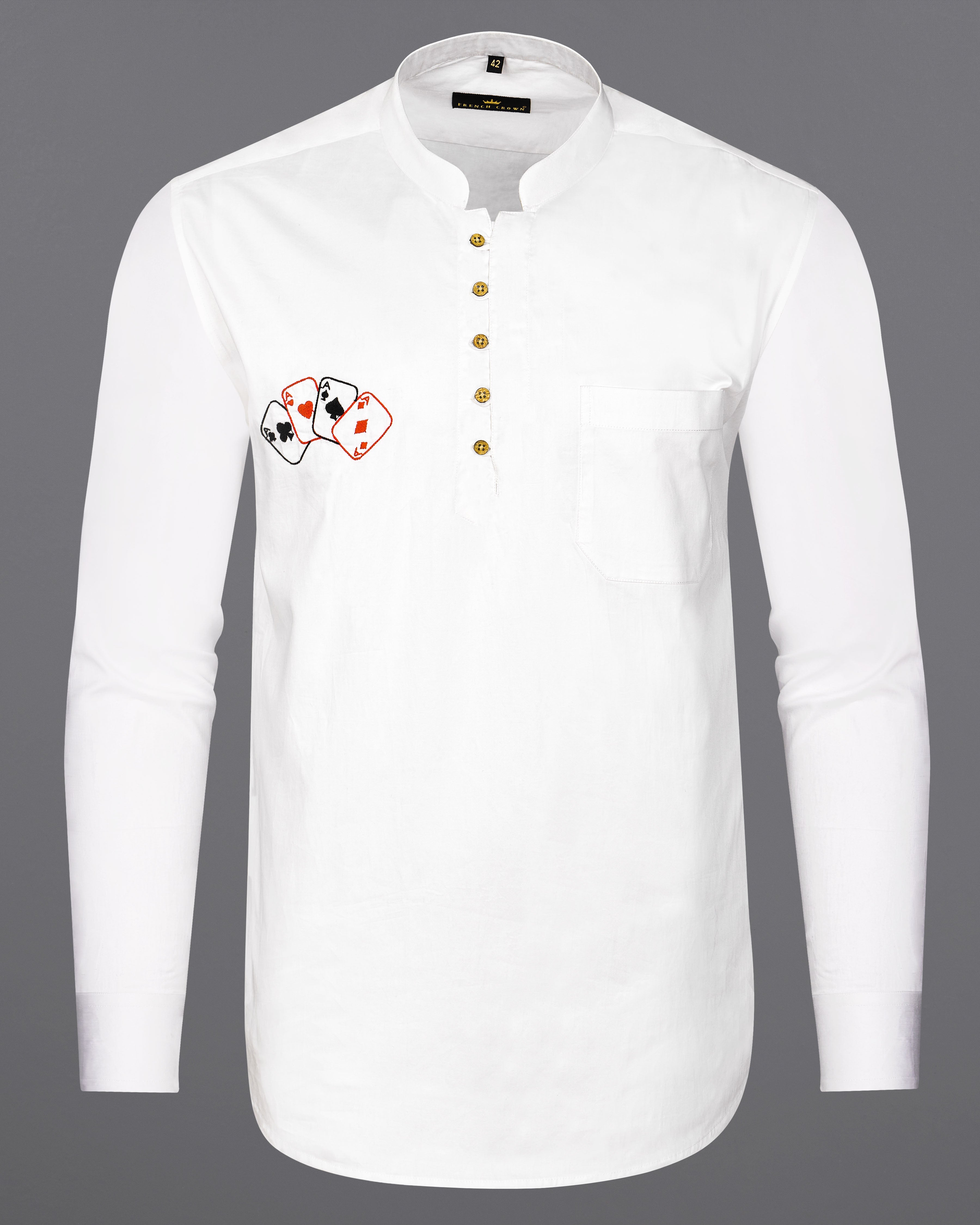 Bright White with Multicolour Card Embroidered Super Soft Premium Cotton Kurta Shirt 2670-KS-E027-38, 2670-KS-E027-H-38, 2670-KS-E027-39, 2670-KS-E027-H-39, 2670-KS-E027-40, 2670-KS-E027-H-40, 2670-KS-E027-42, 2670-KS-E027-H-42, 2670-KS-E027-44, 2670-KS-E027-H-44, 2670-KS-E027-46, 2670-KS-E027-H-46, 2670-KS-E027-48, 2670-KS-E027-H-48, 2670-KS-E027-50, 2670-KS-E027-H-50, 2670-KS-E027-52, 2670-KS-E027-H-52