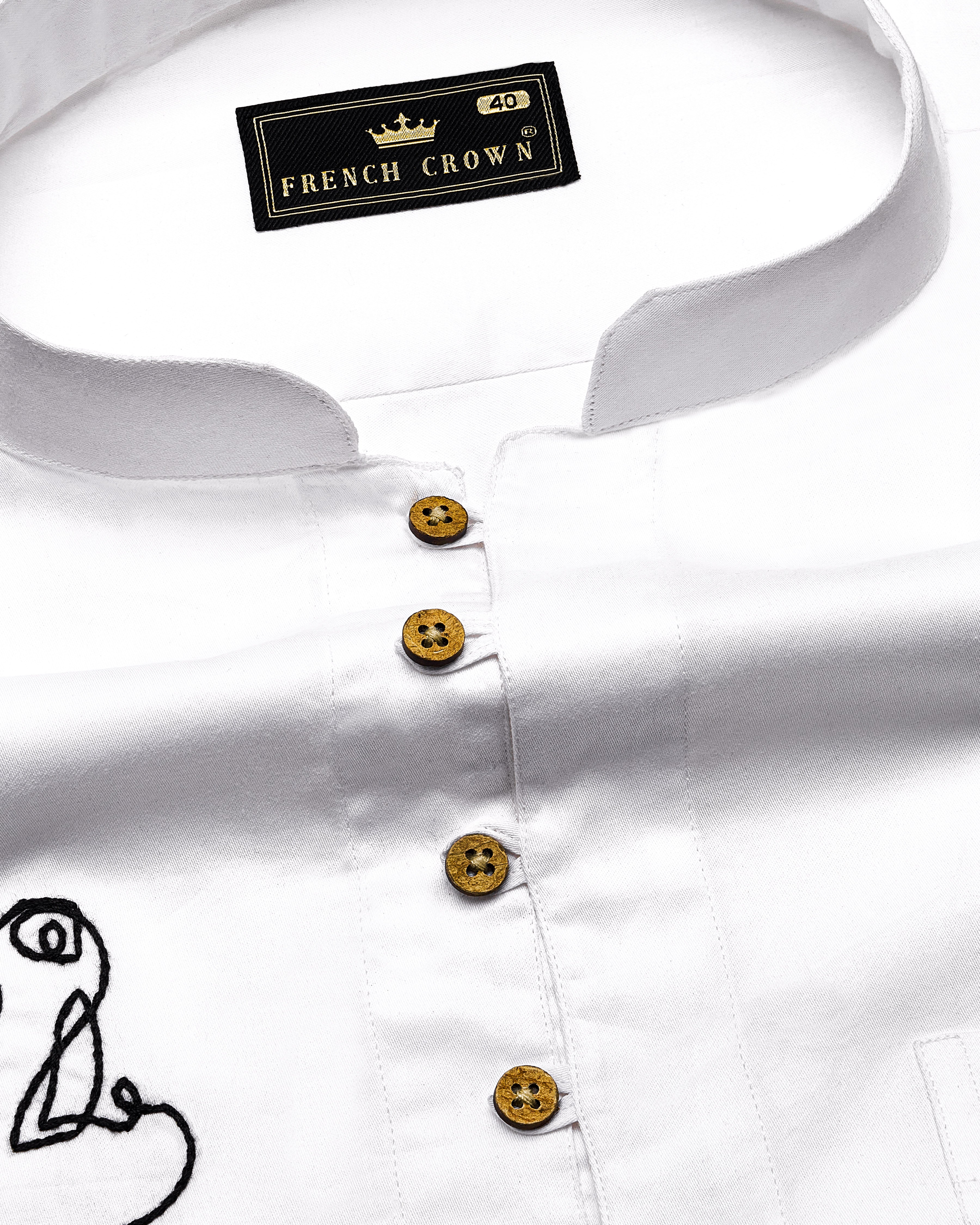 Bright White With Embroidered Plain-solid Premium Cotton Indian