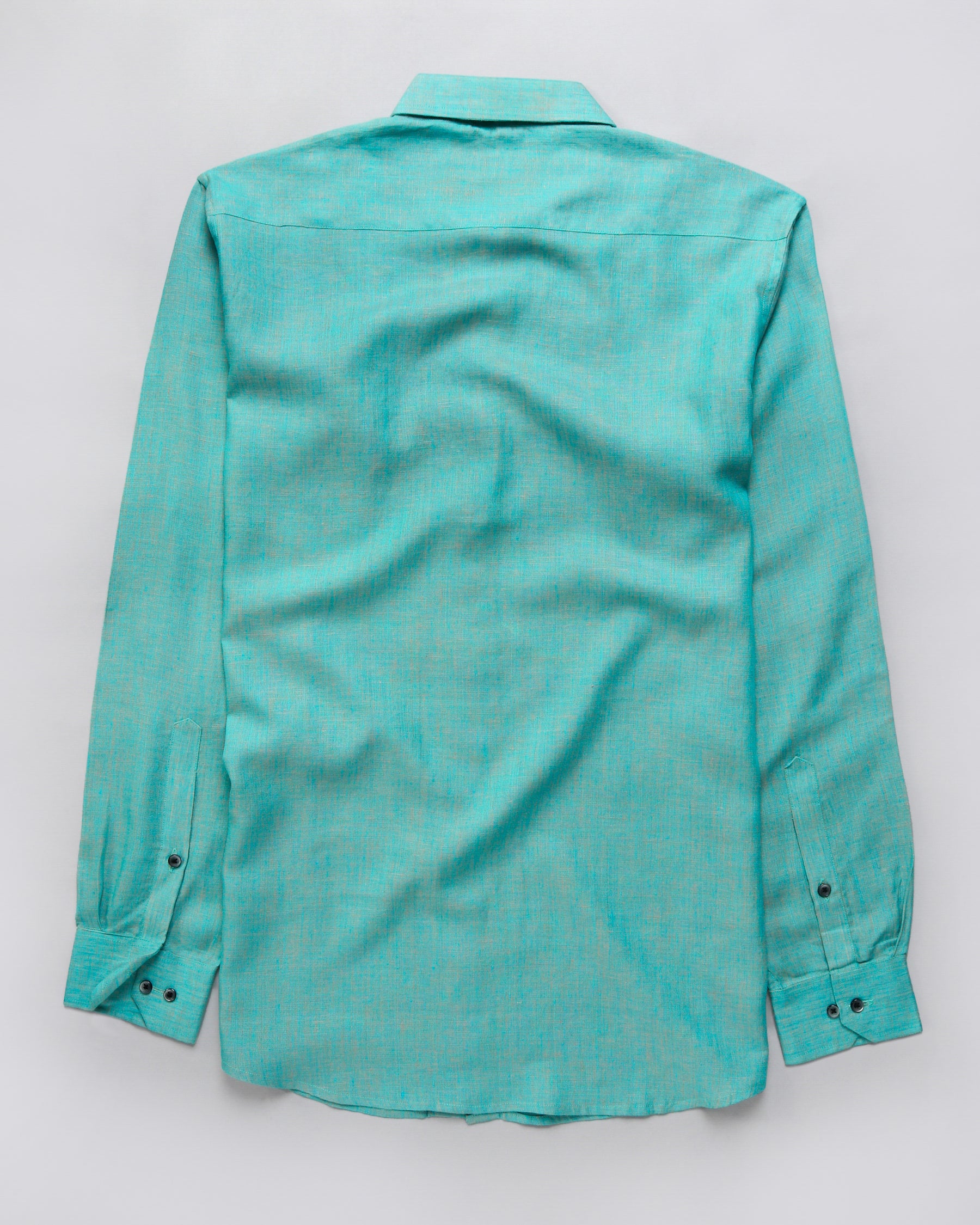 Peacock Blue with Brown Two-tone Luxurious Linen Shirt