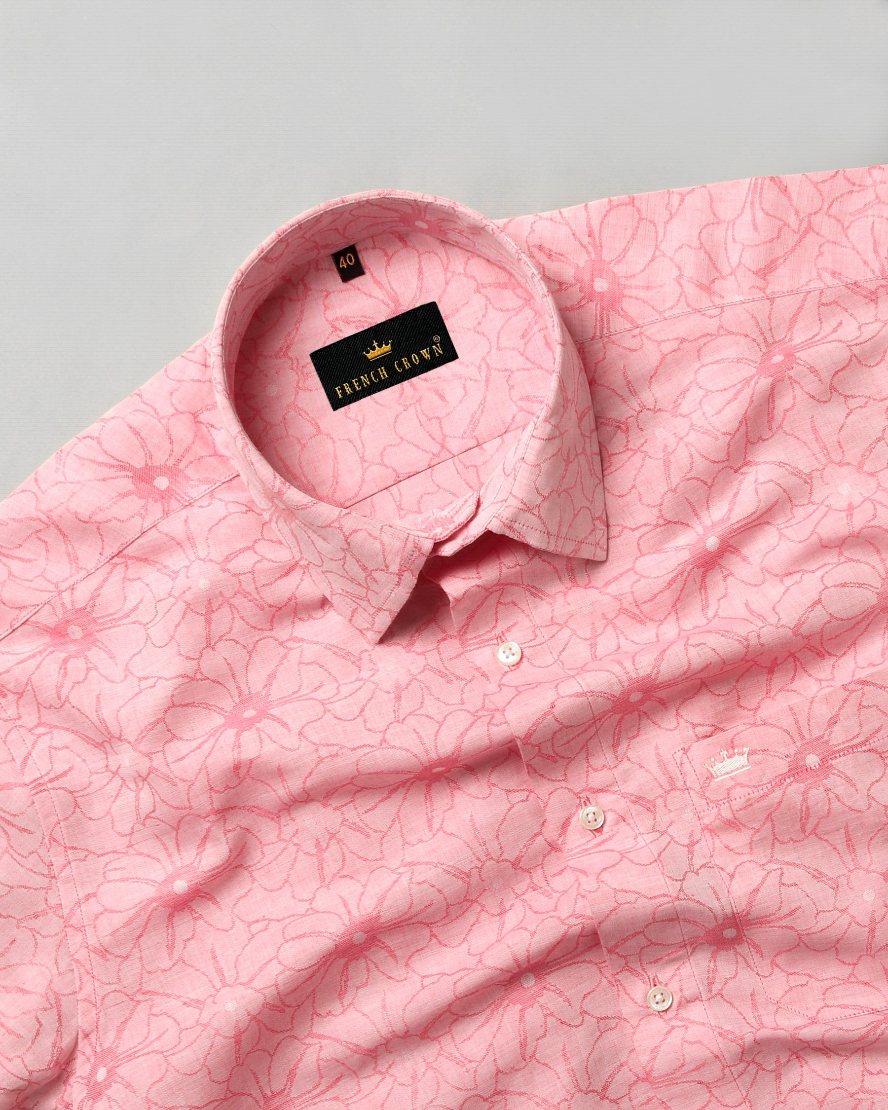 Pink Flower Dobby Giza Cotton shirt