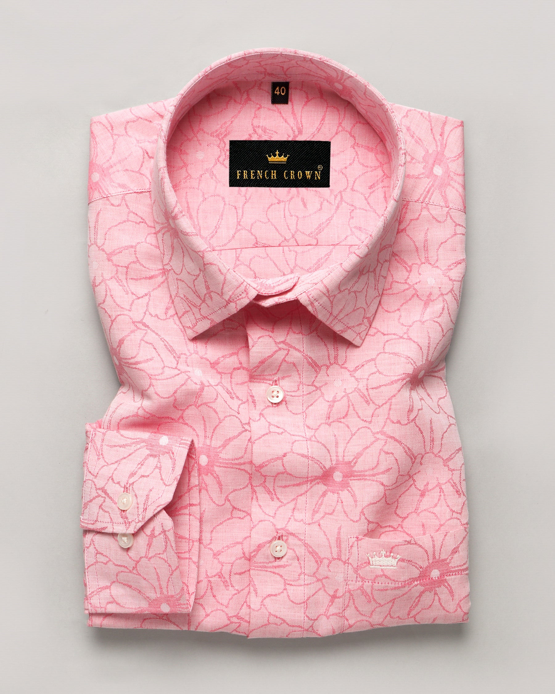 Pink Flower Dobby Giza Cotton shirt