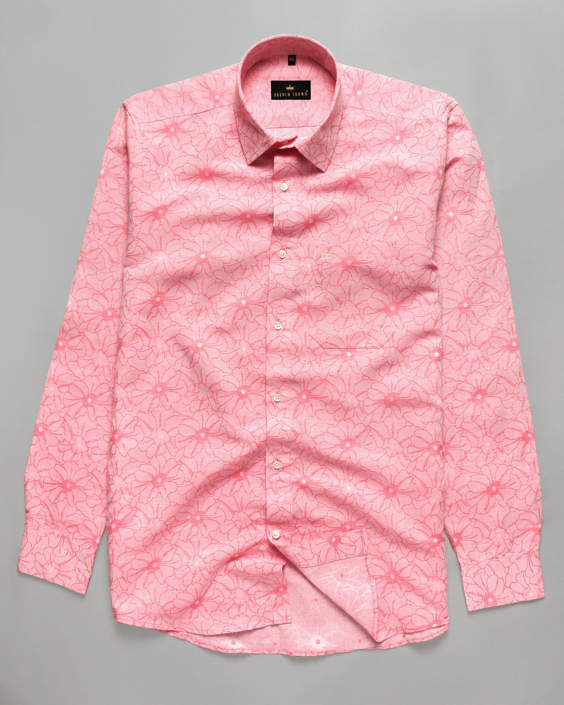 Pink Flower Dobby Giza Cotton shirt