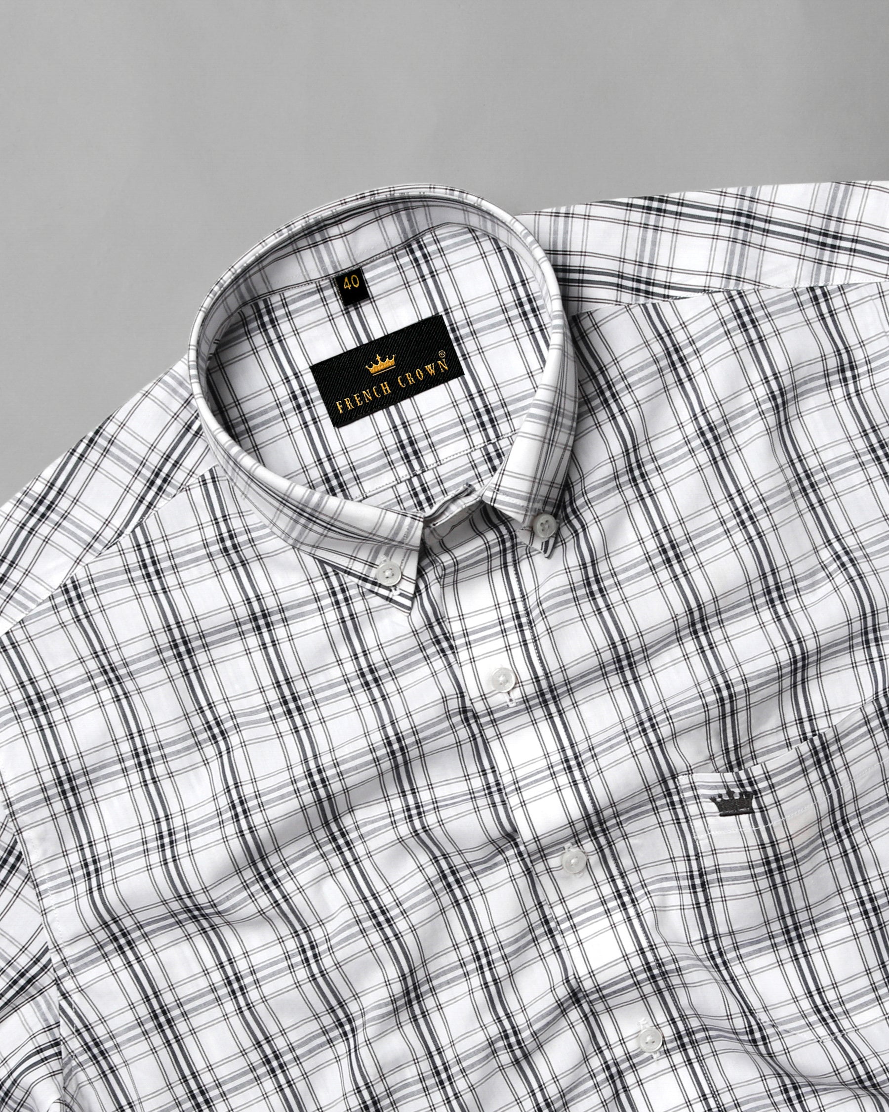 Bright White Plaid Premium Cotton Shirt