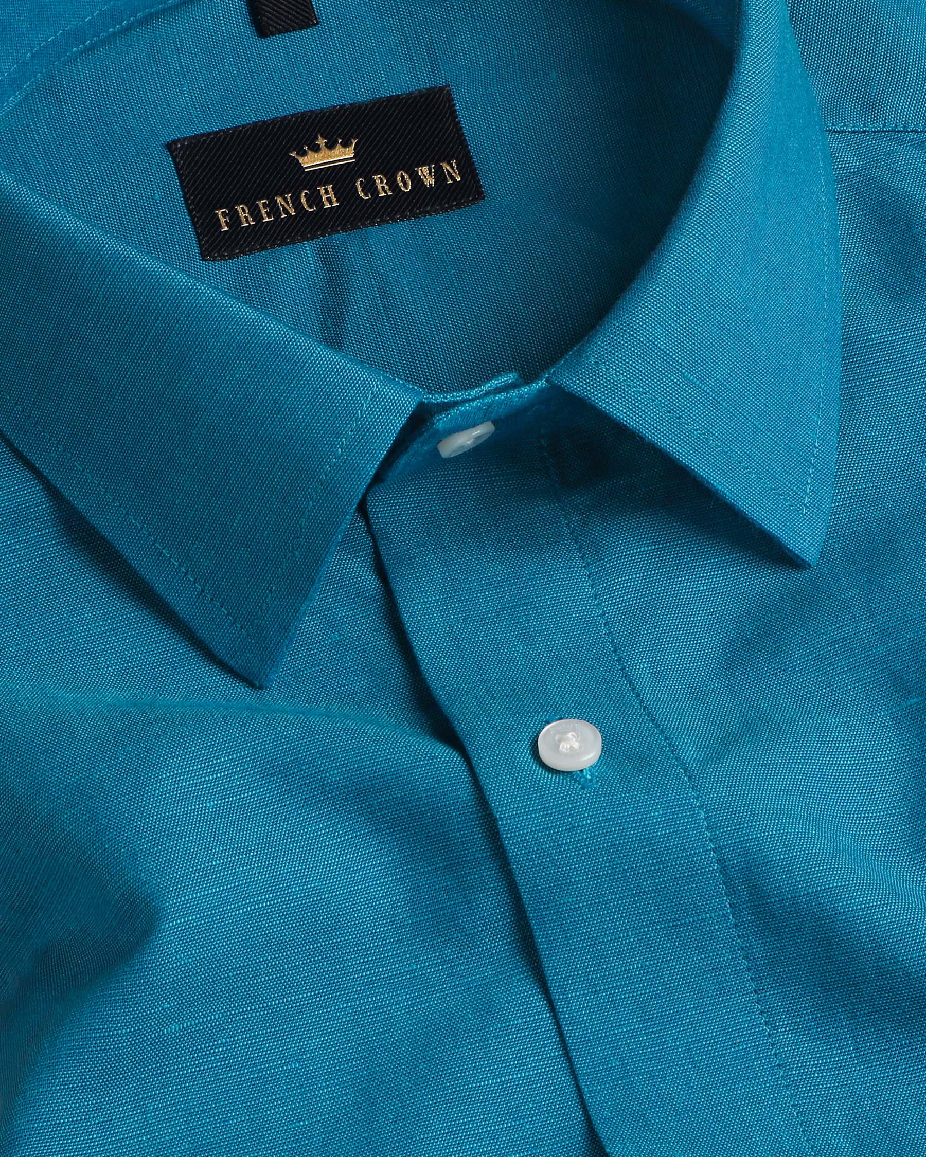 Sapphire Blue Luxurious Linen Shirt