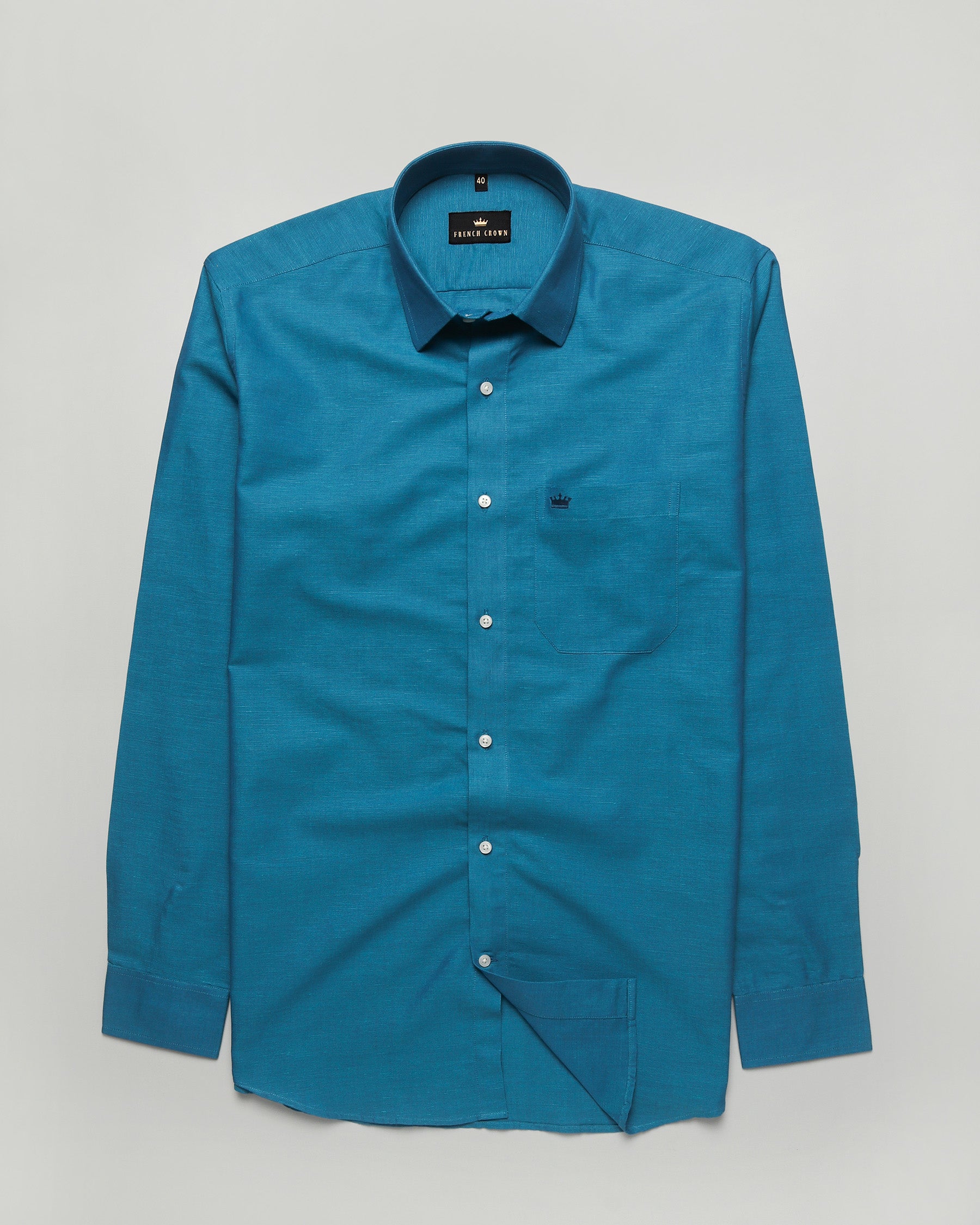 Sapphire Blue Luxurious Linen Shirt