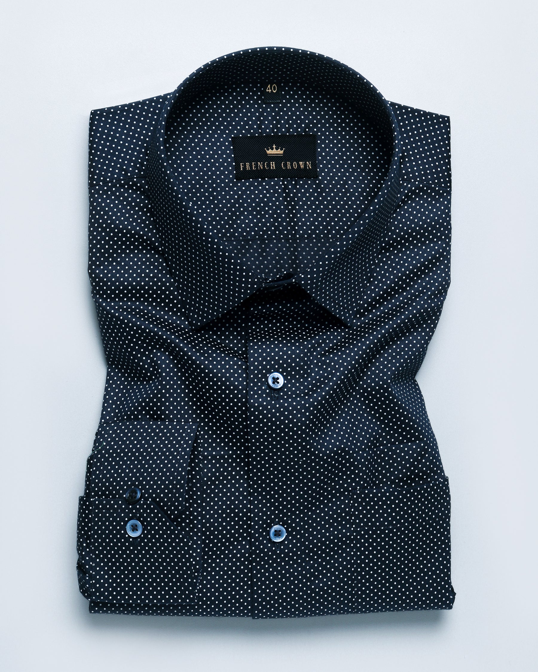 Navy with white Micro Dots printed Super Soft Giza Cotton SHIRT