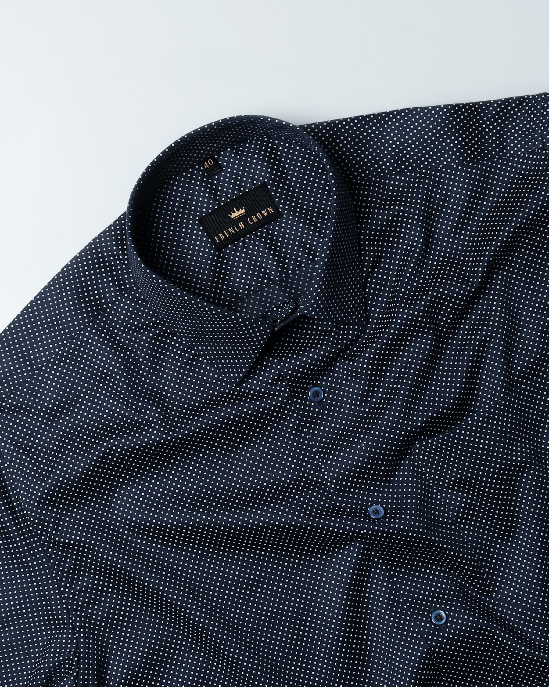 Navy with white Micro Dots printed Super Soft Giza Cotton SHIRT