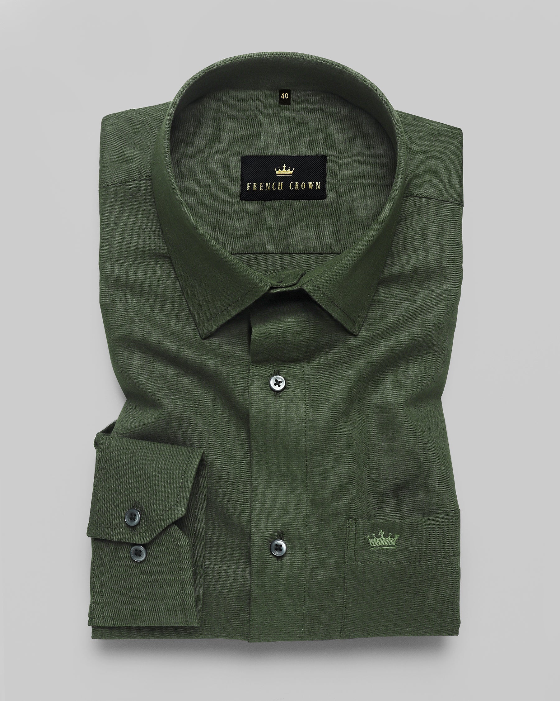Seaweed Green Luxurious Linen Shirt