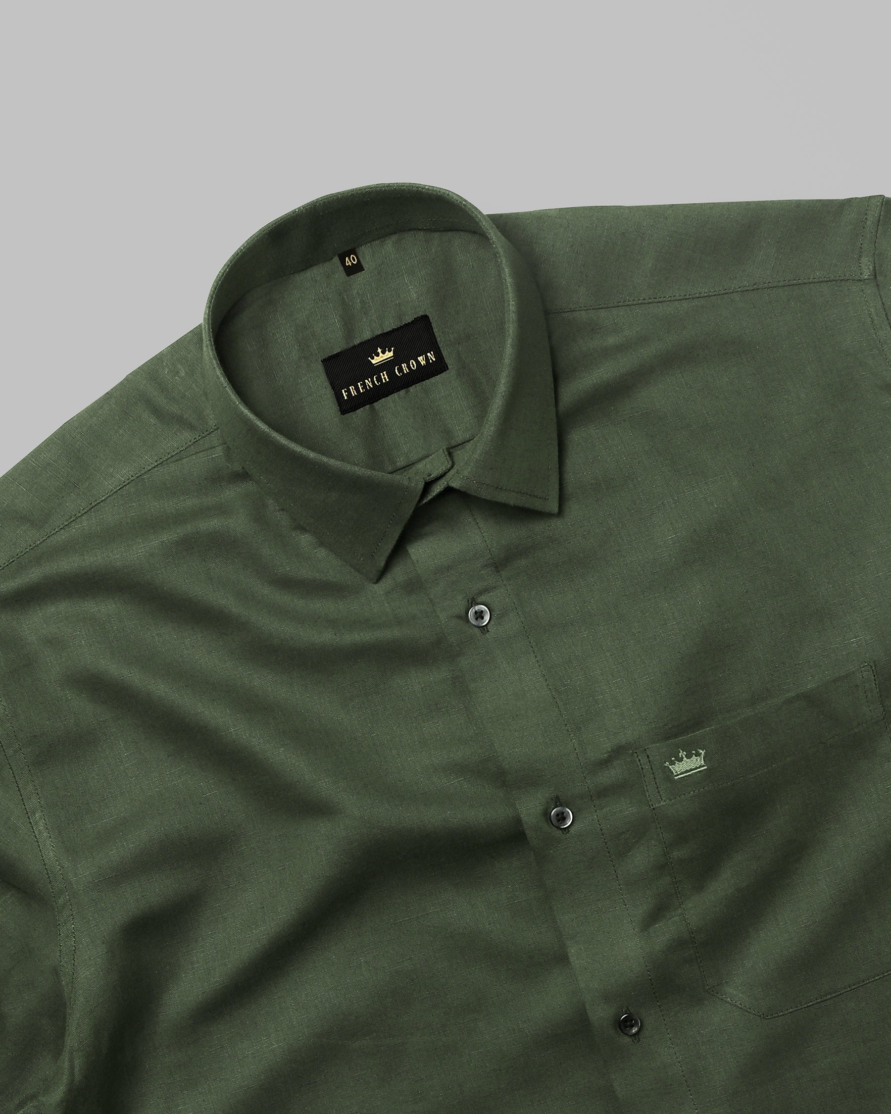 Seaweed Green Luxurious Linen Shirt