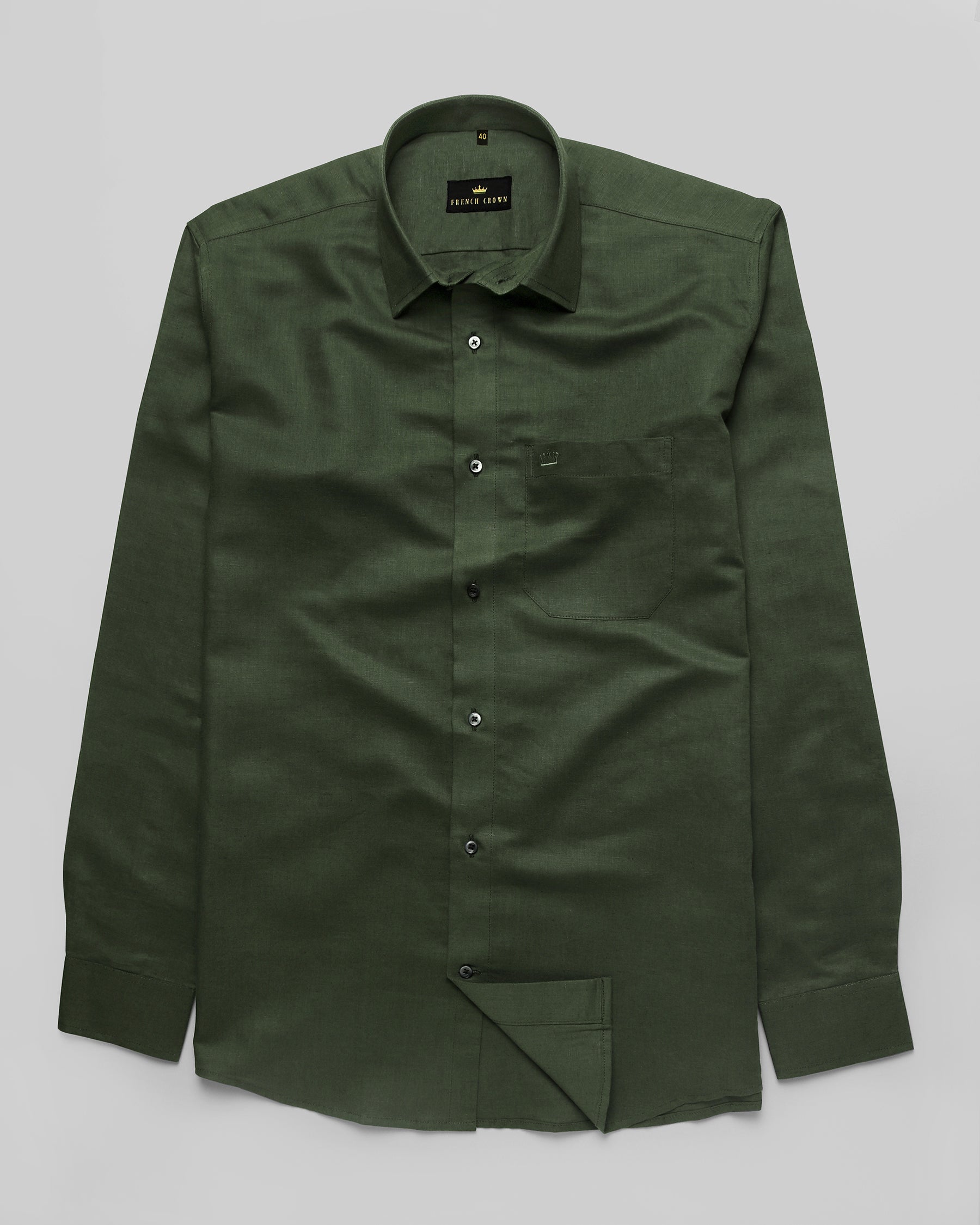 Seaweed Green Luxurious Linen Shirt
