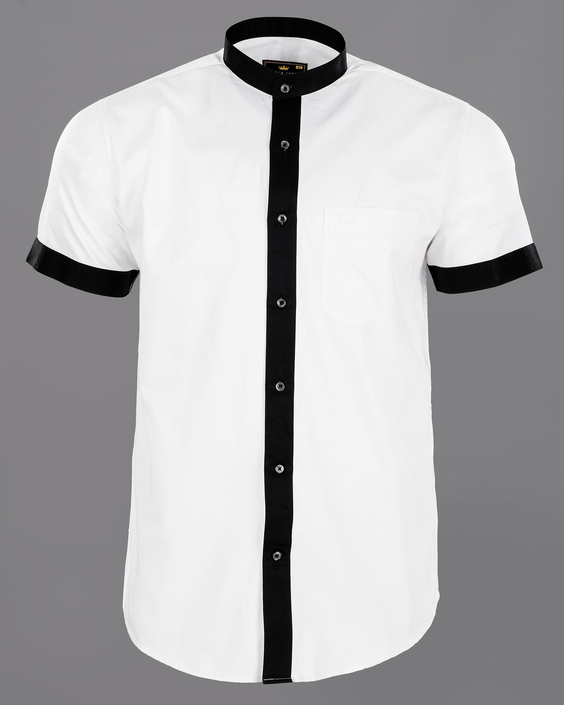 Bright White Subtle Sheen with Black Placket Half Sleeve Super Soft Giza Cotton SHIRT , 3024M-BLK-P13-SS-H-38, 3024M-BLK-P13-SS-H-39, 3024M-BLK-P13-SS-H-40, 3024M-BLK-P13-SS-H-42, 3024M-BLK-P13-SS-H-44, 3024M-BLK-P13-SS-H-46, 3024M-BLK-P13-SS-H-48, 3024M-BLK-P13-SS-H-50, 3024M-BLK-P13-SS-H-52