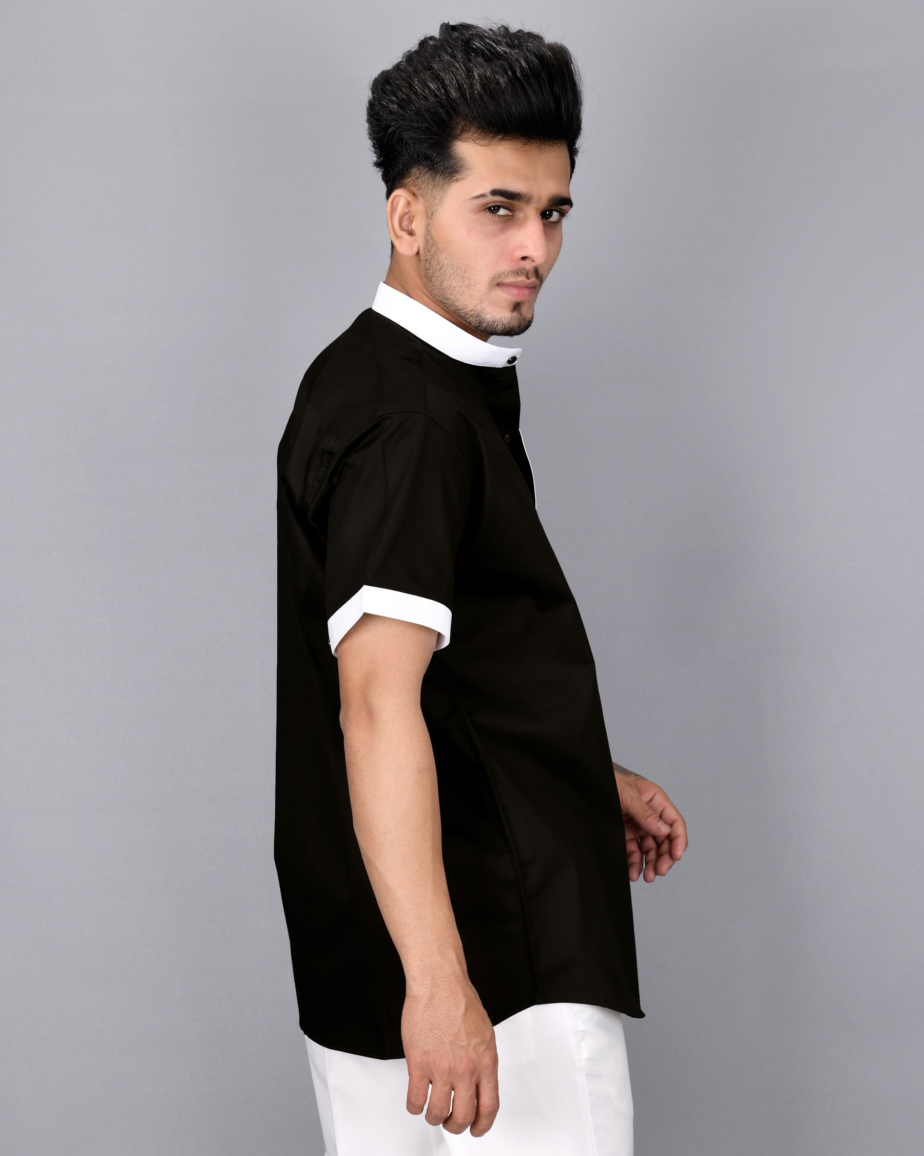 Jade Black with white Placket Half Sleeve Super Soft Giza Cotton Shirt 3076-M-BLK-P29-38, 3076-M-BLK-P29-H-38, 3076-M-BLK-P29-39, 3076-M-BLK-P29-H-39, 3076-M-BLK-P29-40, 3076-M-BLK-P29-H-40, 3076-M-BLK-P29-42, 3076-M-BLK-P29-H-42, 3076-M-BLK-P29-44, 3076-M-BLK-P29-H-44, 3076-M-BLK-P29-46, 3076-M-BLK-P29-H-46, 3076-M-BLK-P29-48, 3076-M-BLK-P29-H-48, 3076-M-BLK-P29-50, 3076-M-BLK-P29-H-50, 3076-M-BLK-P29-52, 3076-M-BLK-P29-H-52