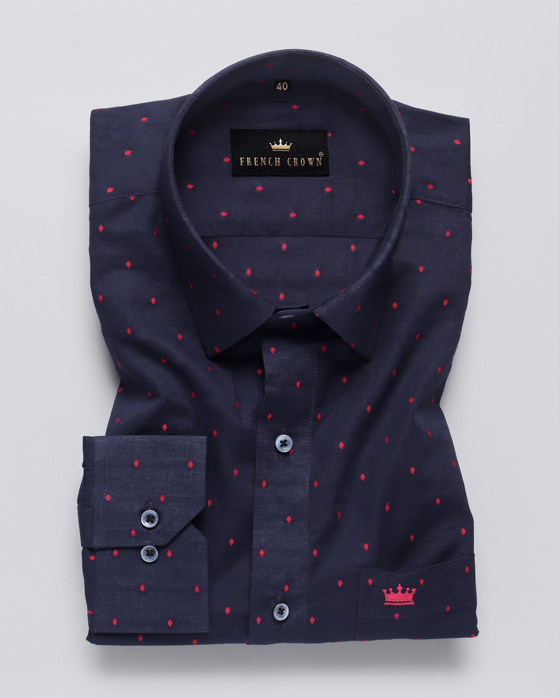 Navy with Red Dobby Patterned Premium Giza Cotton shirt
