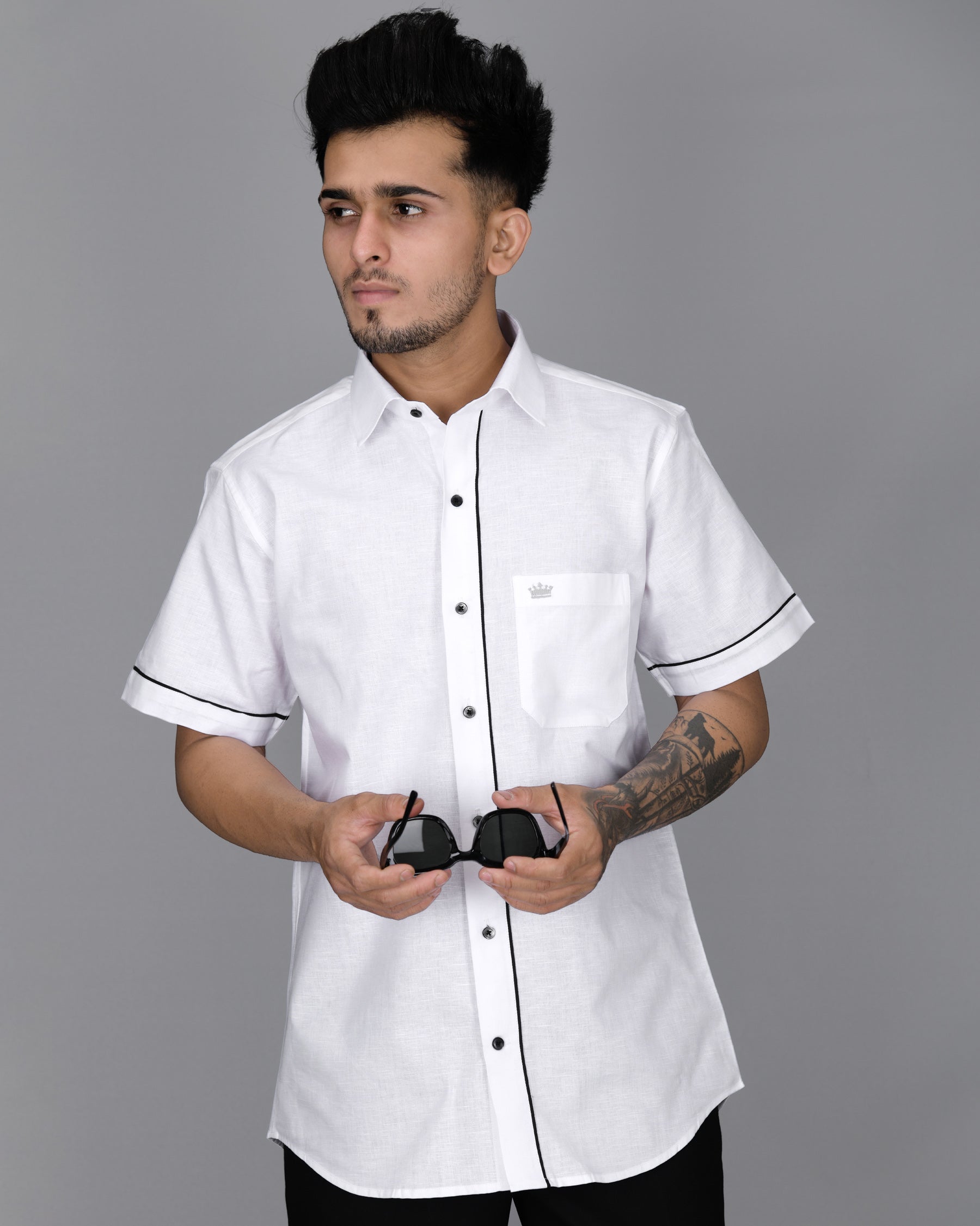 Bright White with Black Piping Luxurious Linen Shirt 3190BLK-P19-38, 3190BLK-P19-H-38, 3190BLK-P19-39, 3190BLK-P19-H-39, 3190BLK-P19-40, 3190BLK-P19-H-40, 3190BLK-P19-42, 3190BLK-P19-H-42, 3190BLK-P19-44, 3190BLK-P19-H-44, 3190BLK-P19-46, 3190BLK-P19-H-46, 3190BLK-P19-48, 3190BLK-P19-H-48, 3190BLK-P19-50, 3190BLK-P19-H-50, 3190BLK-P19-52, 3190BLK-P19-H-52