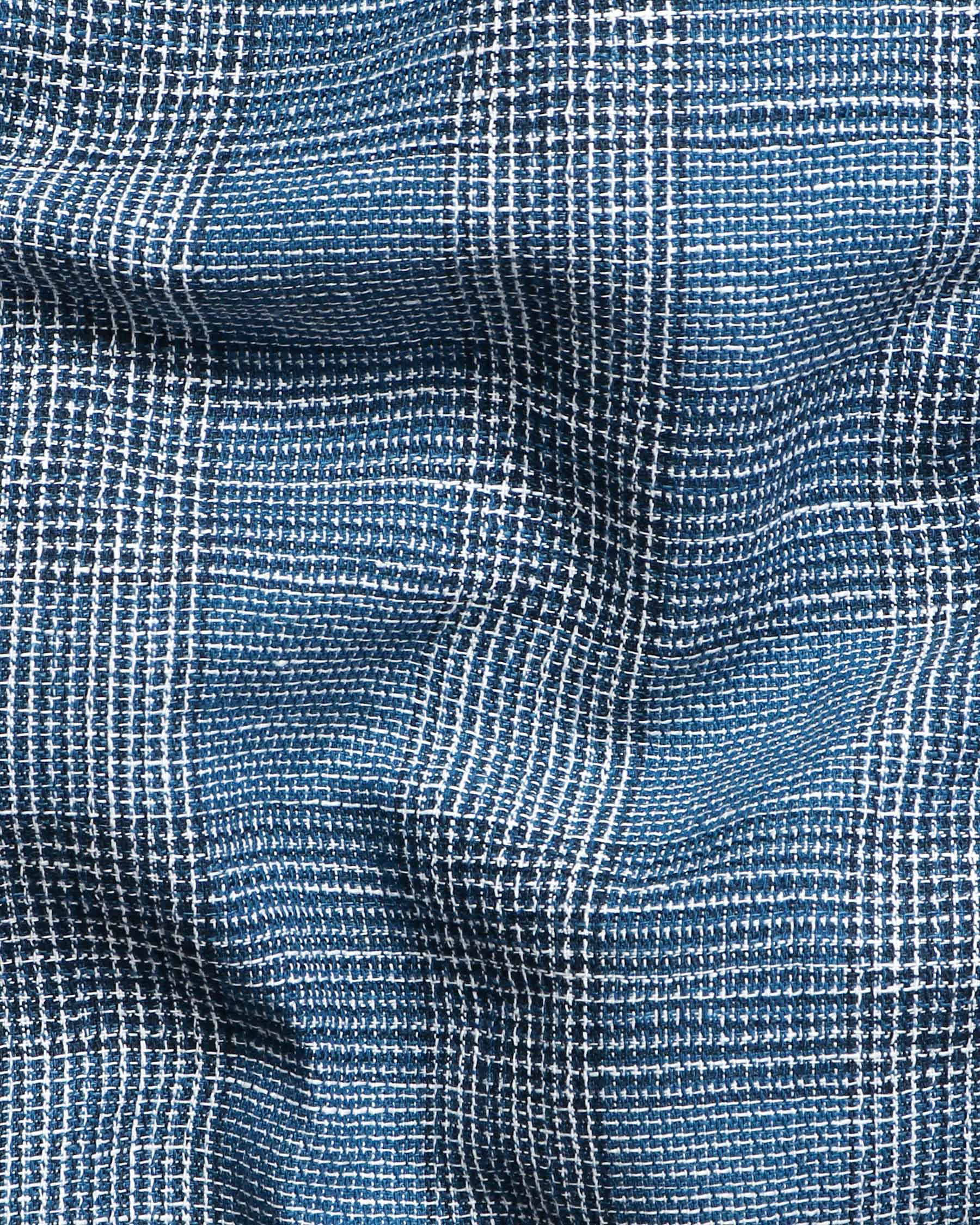 Mid Blue Subtle Plaid Winter Over Shirt