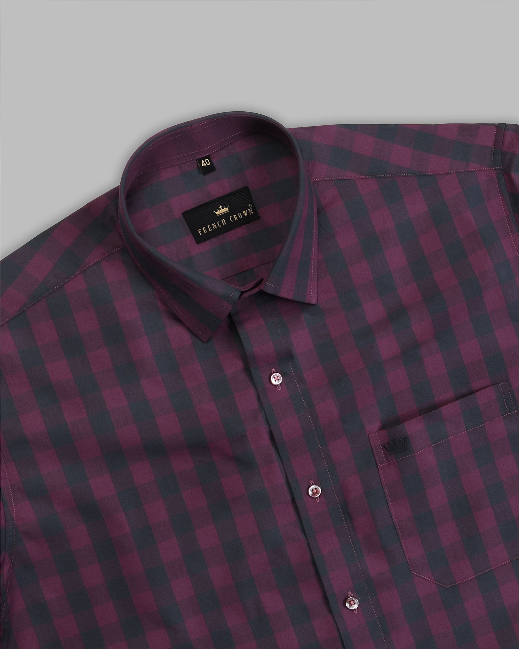 Boysenberry Checked Premium Cotton Shirt