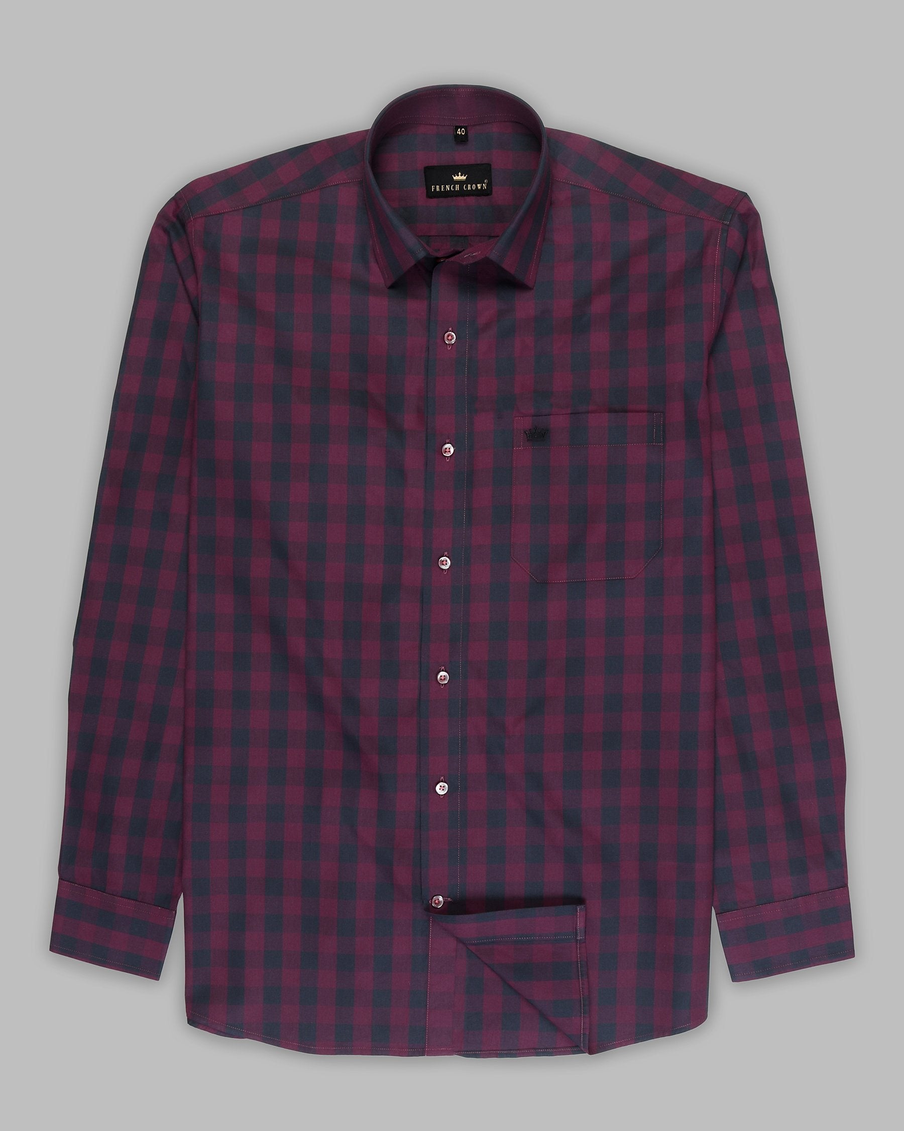 Boysenberry Checked Premium Cotton Shirt