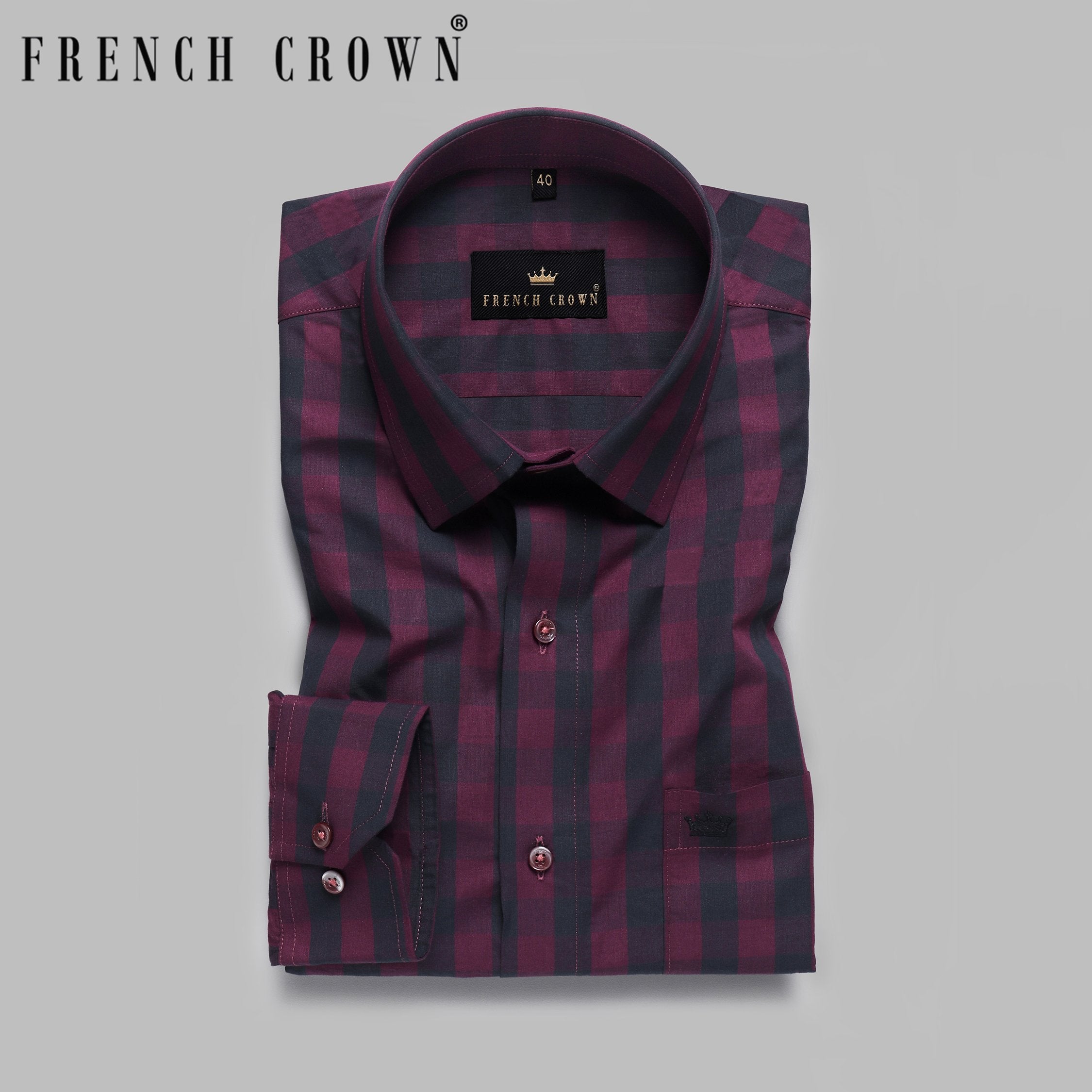 Boysenberry Checked Premium Cotton Shirt