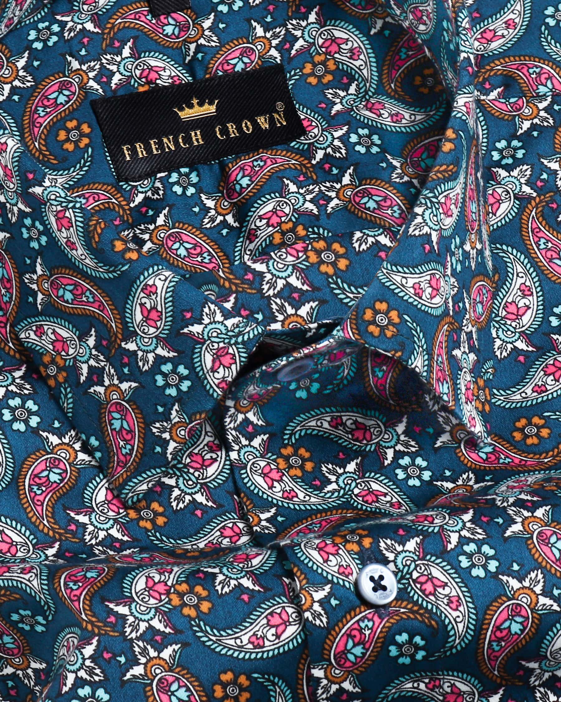 Peacock Blue Decorated Paisleys Printed Super Soft Giza Cotton SHIRT 3443BLE-48, 3443BLE-46, 3443BLE-50, 3443BLE-38, 3443BLE-44, 3443BLE-H-40, 3443BLE-H-46, 3443BLE-42, 3443BLE-H-42, 3443BLE-H-44, 3443BLE-H-50, 3443BLE-H-38, 3443BLE-39, 3443BLE-H-39, 3443BLE-40, 3443BLE-H-48, 3443BLE-52, 3443BLE-H-52