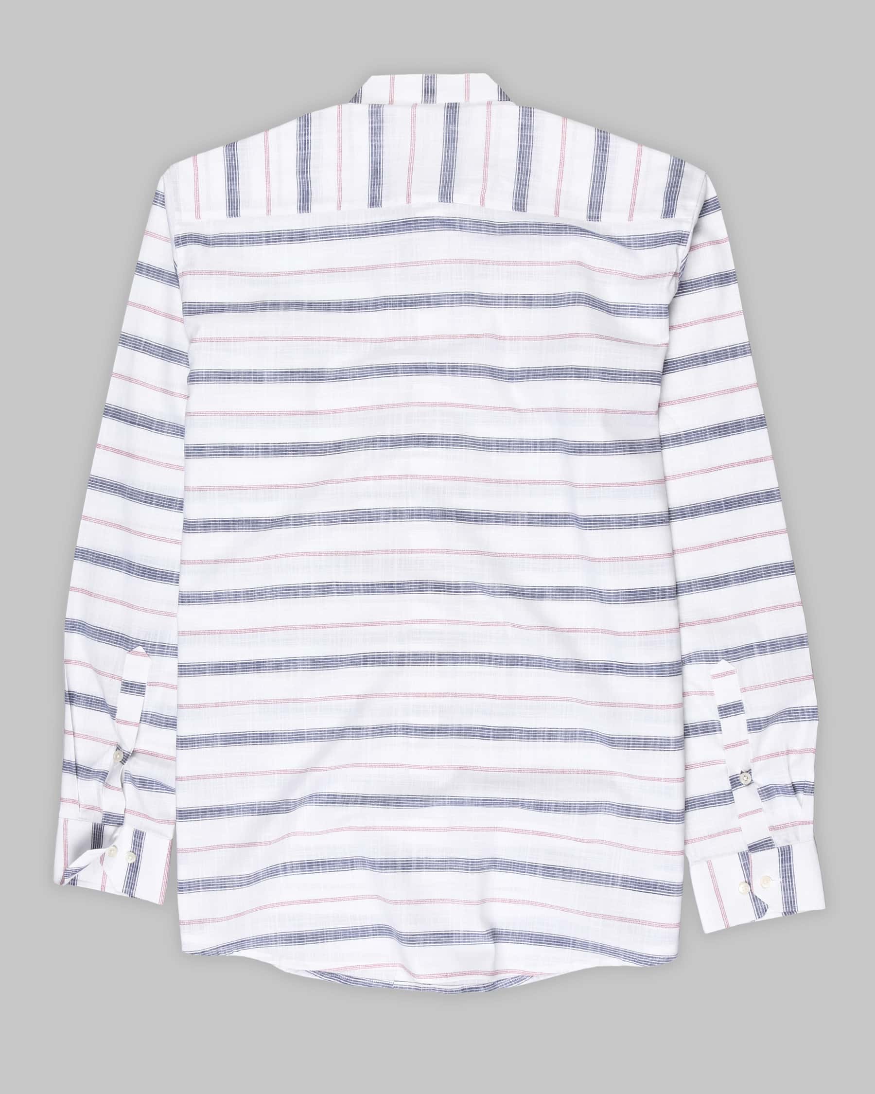 Bright White Striped Luxurious Linen Shirt