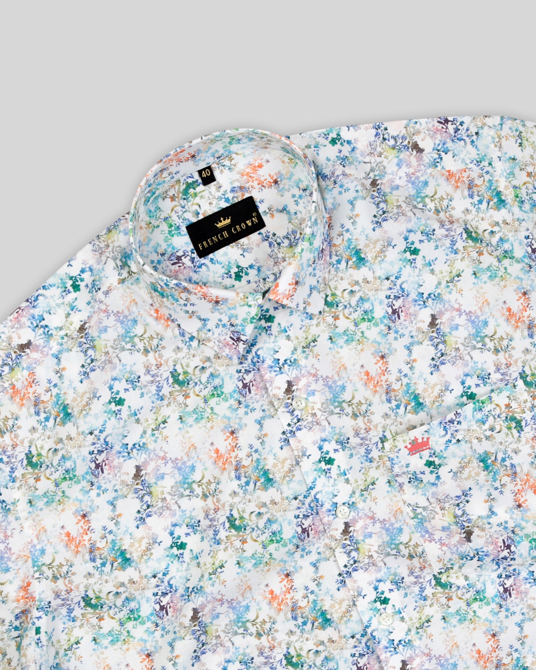 Colourful Faded Flowers Print Premium Cotton Shirt