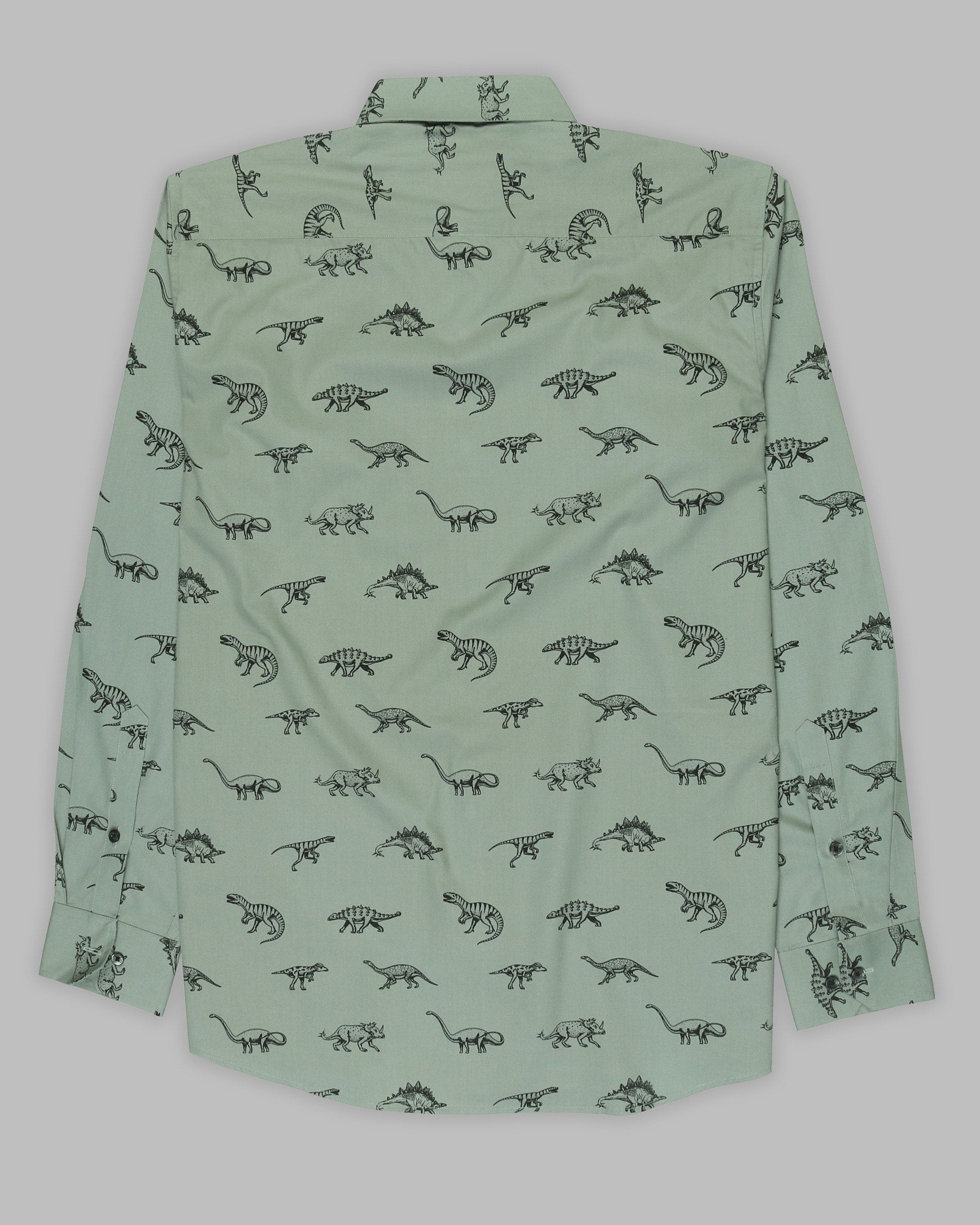 Greenish grey Dinosaur Printed Premium Cotton SHIRT