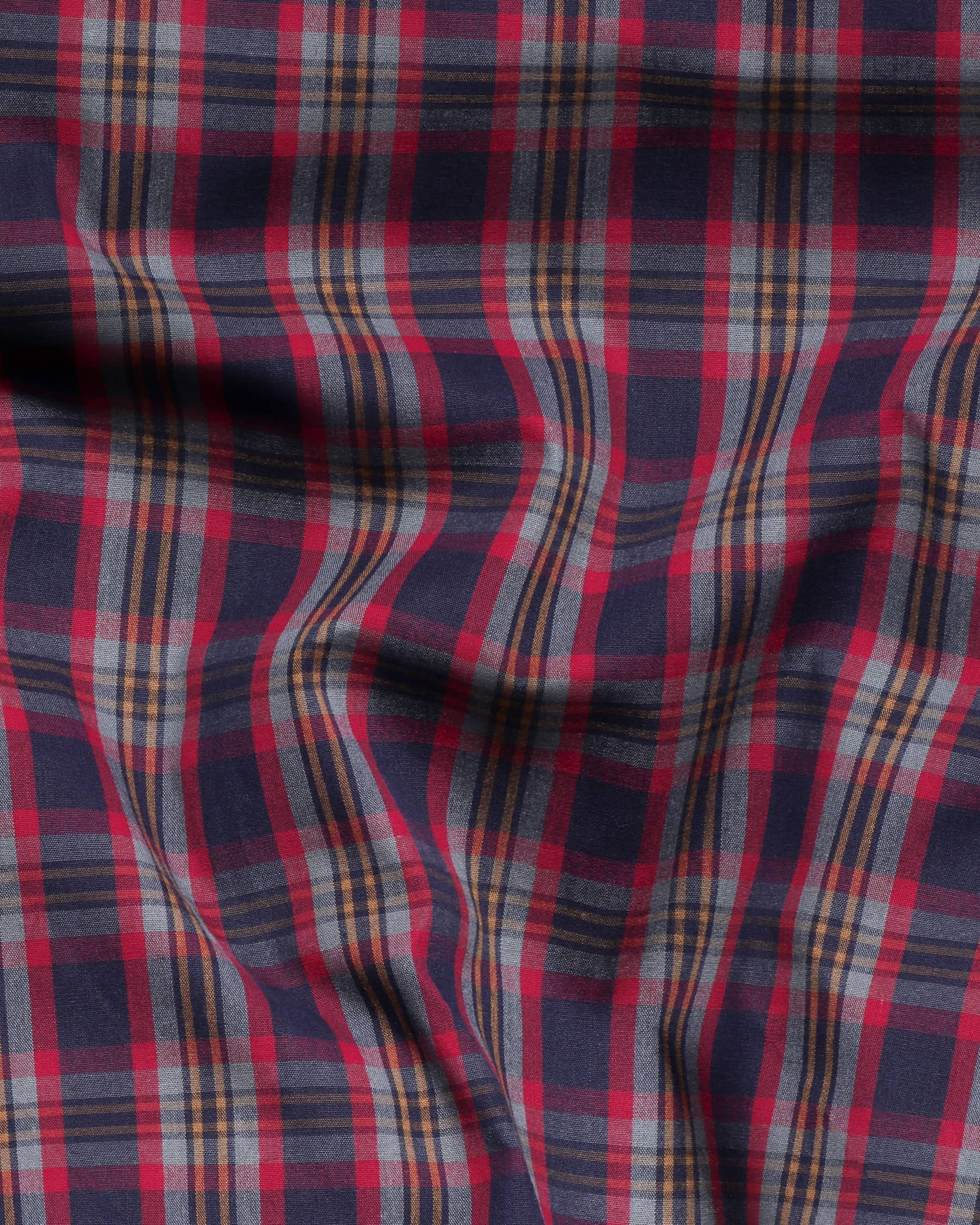 Navy with red Plaid Premium Cotton SHIRT