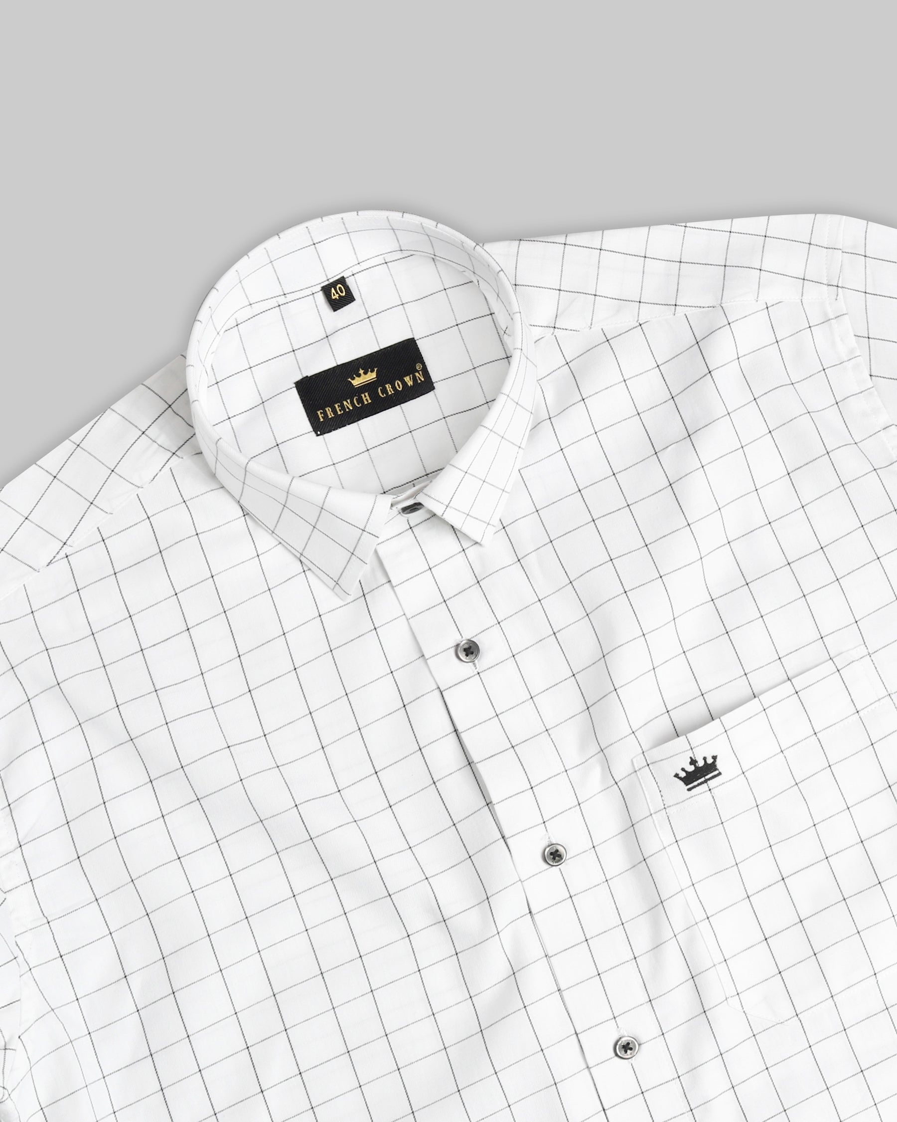 Bright white Windowpane Premium Cotton SHIRT