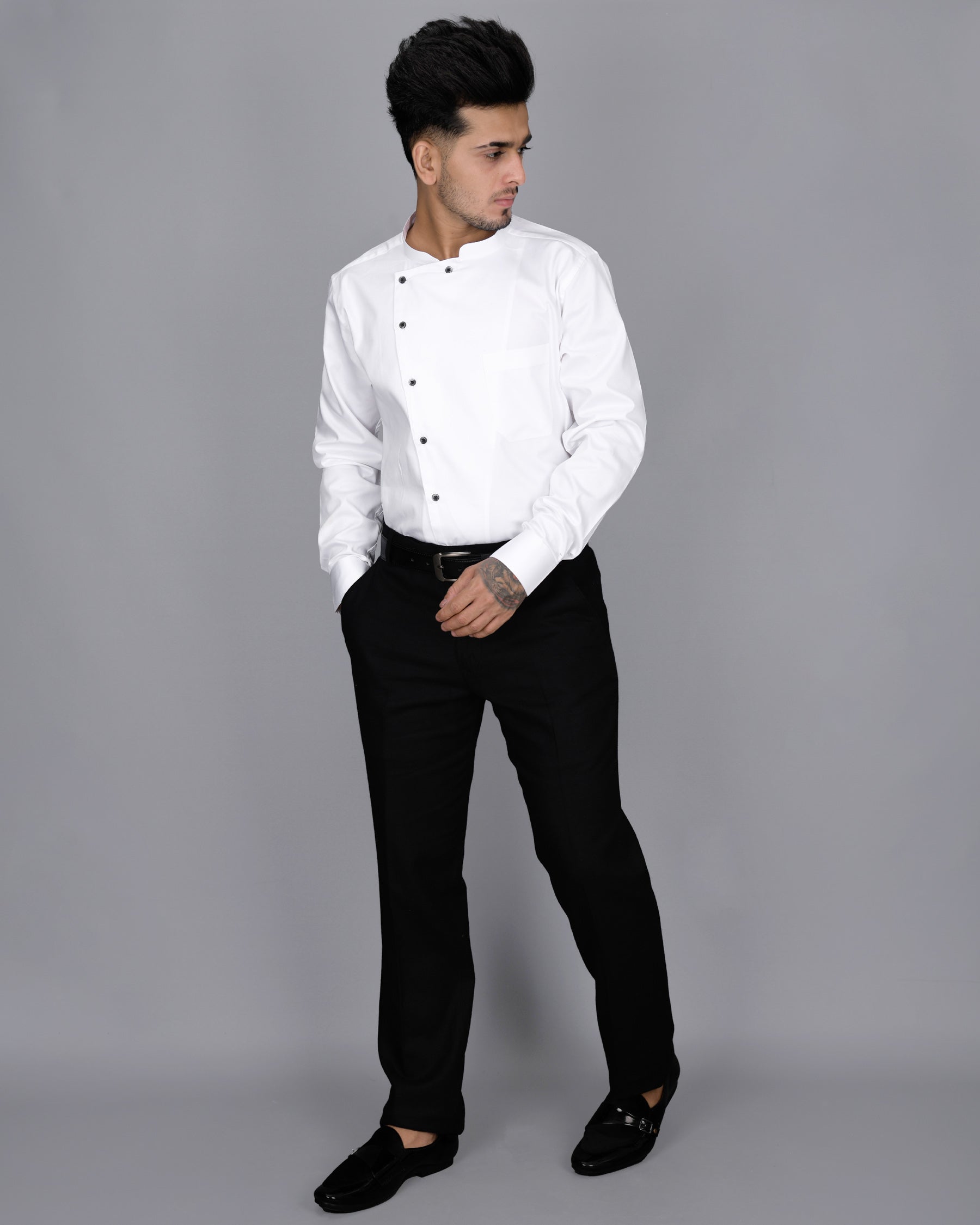 Bright White Subtle Sheen Cross Button Bandhgala Patterned Super Soft Giza Cotton SHIRT 3719M-BLK-P24-38, 3719M-BLK-P24-H-38, 3719M-BLK-P24-39, 3719M-BLK-P24-H-39, 3719M-BLK-P24-40, 3719M-BLK-P24-H-40, 3719M-BLK-P24-42, 3719M-BLK-P24-H-42, 3719M-BLK-P24-44, 3719M-BLK-P24-H-44, 3719M-BLK-P24-46, 3719M-BLK-P24-H-46, 3719M-BLK-P24-48, 3719M-BLK-P24-H-48, 3719M-BLK-P24-50, 3719M-BLK-P24-H-50, 3719M-BLK-P24-52, 3719M-BLK-P24-H-52