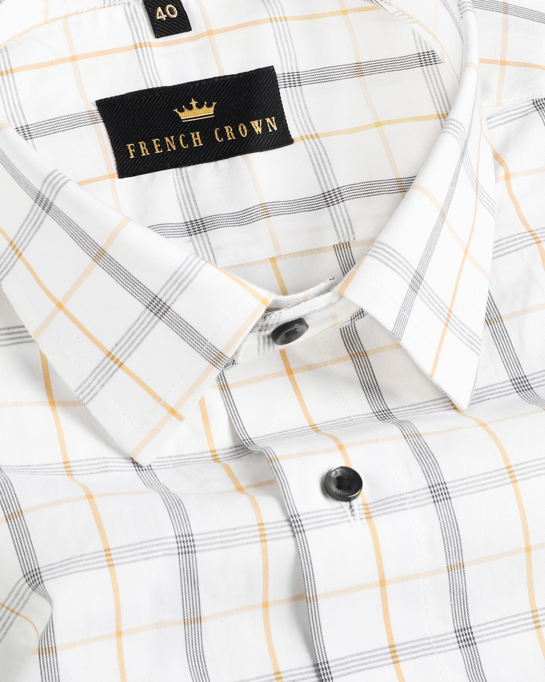 Bright White Plaid Premium Cotton Shirt