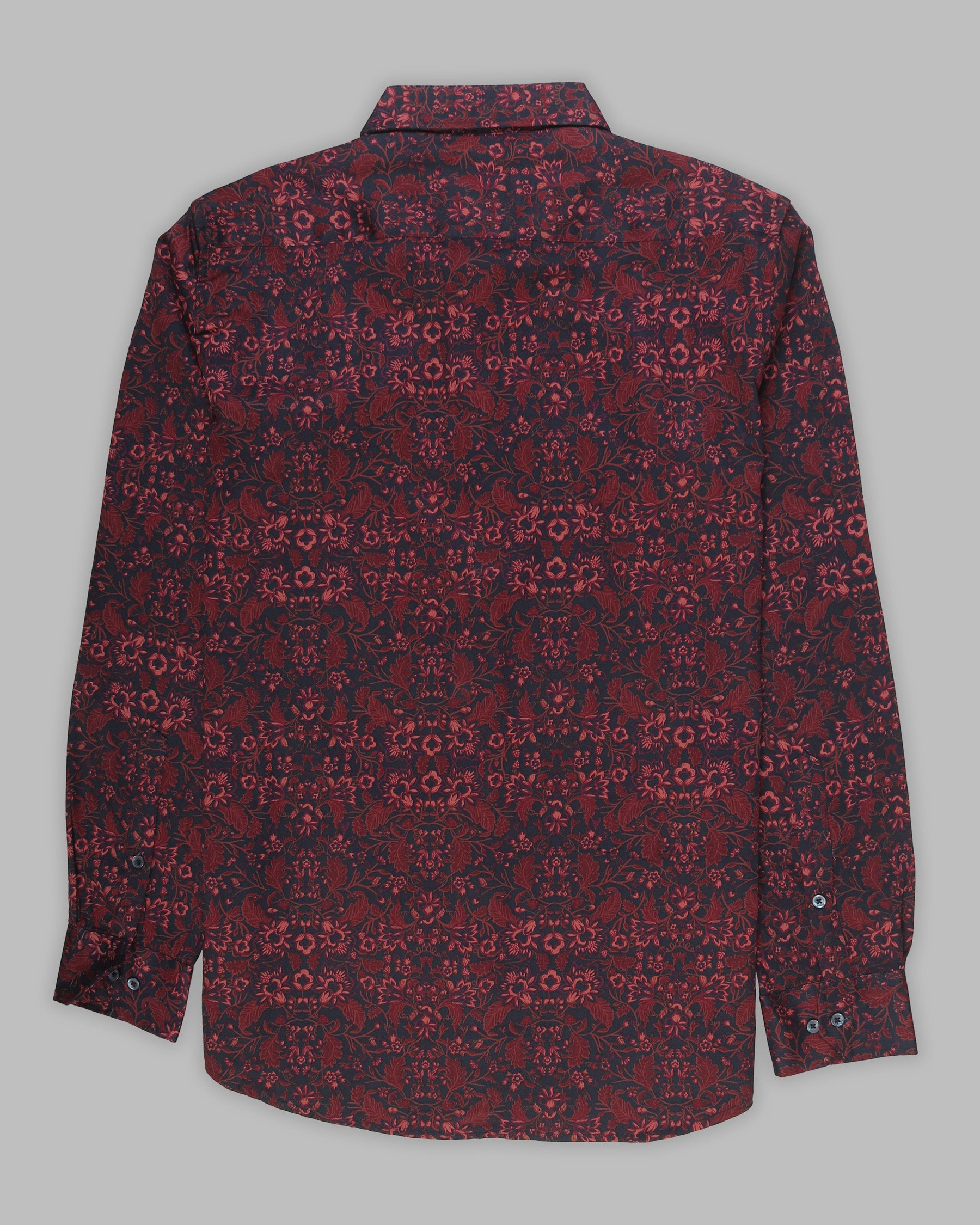 Navy with Maroon Flowers Printed Premium Cotton SHIRT