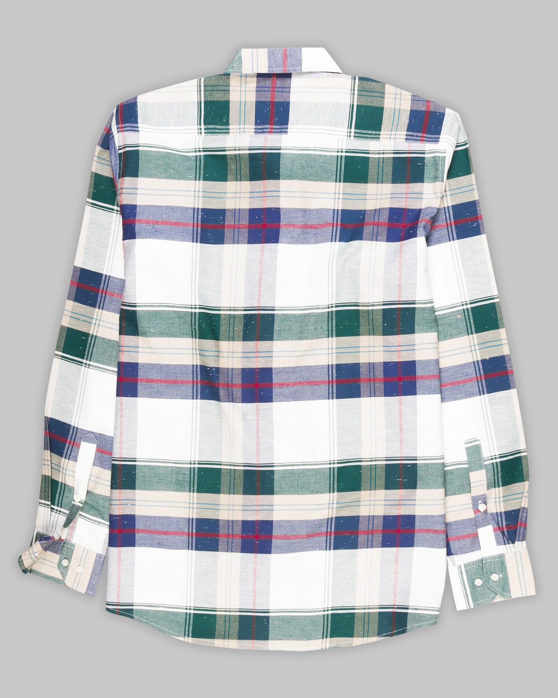 Beige Plaid Luxurious Linen Cotton Shirt