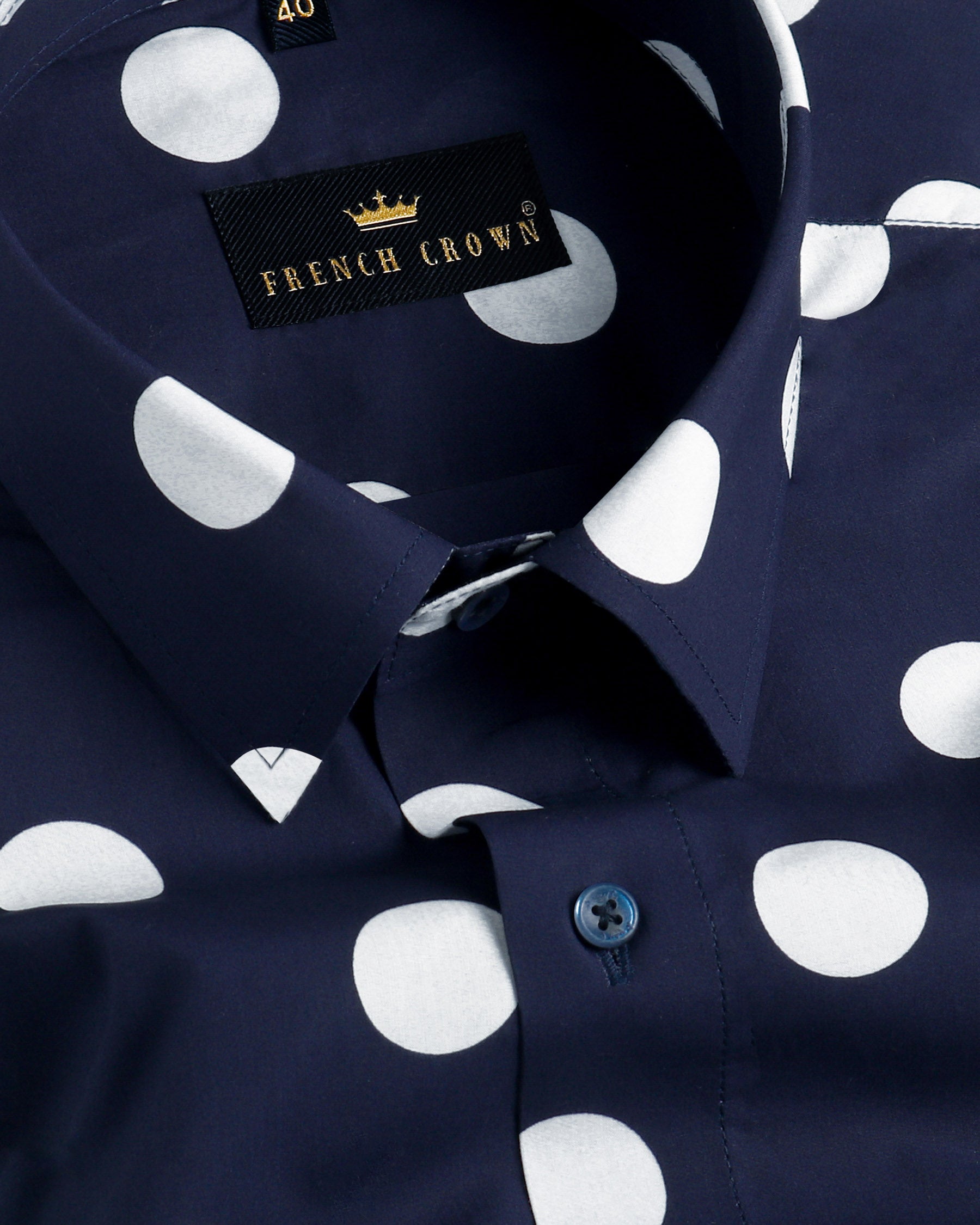 Navy Polka Premium Cotton Shirt