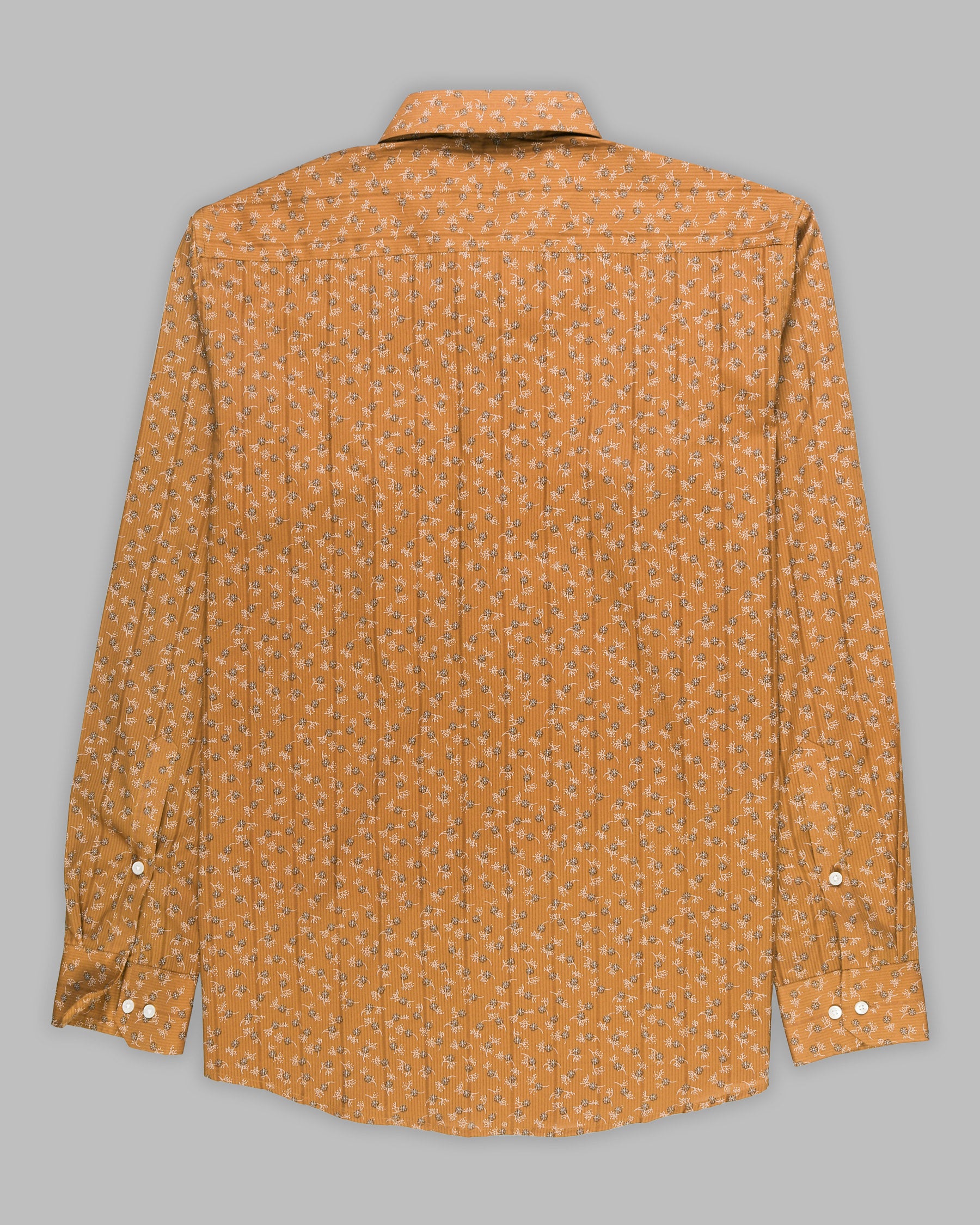 Brown with Black flowers Printed Dobby Patterned Giza Cotton shirt