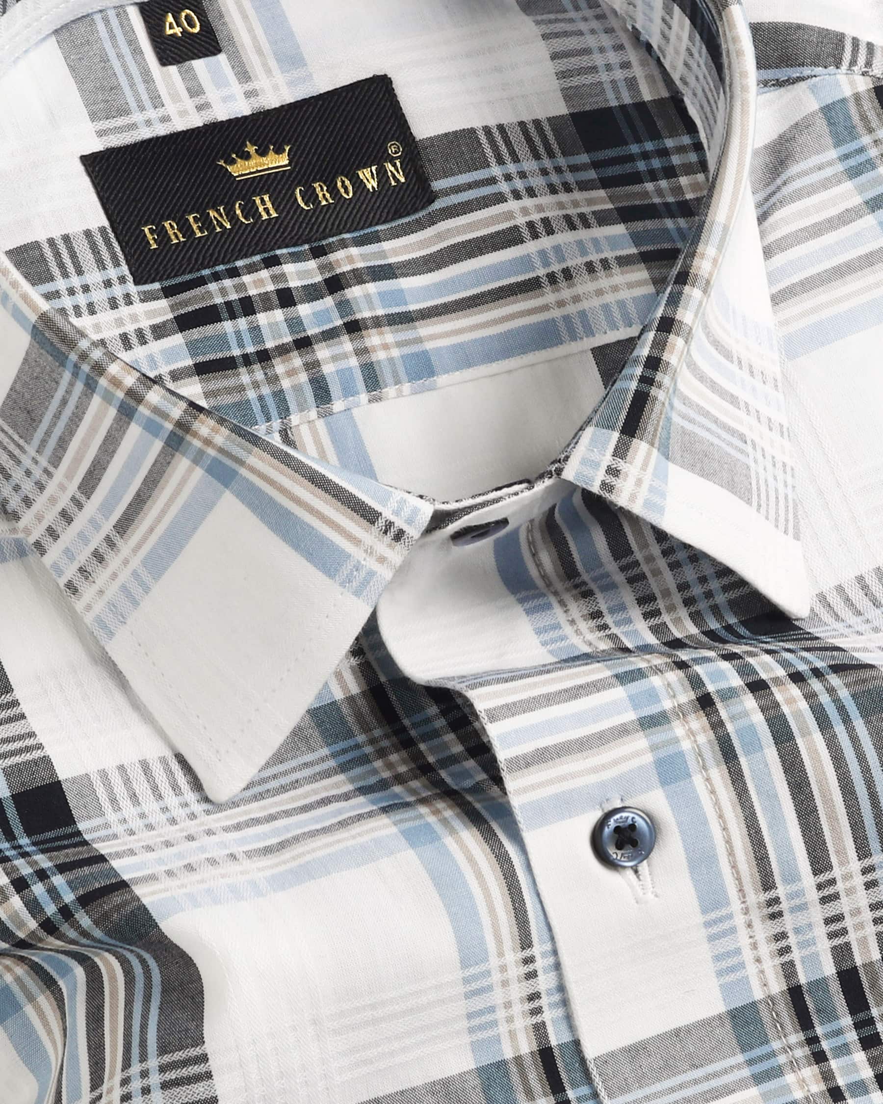 White with Tonal Grey Plaid Premium Cotton Shirt 4153-BLE-38, 4153-BLE-H-39, 4153-BLE-H-40, 4153-BLE-H-52, 4153-BLE-H-46, 4153-BLE-48, 4153-BLE-H-48, 4153-BLE-50, 4153-BLE-H-50, 4153-BLE-52, 4153-BLE-H-38, 4153-BLE-39, 4153-BLE-H-42, 4153-BLE-40, 4153-BLE-42, 4153-BLE-44, 4153-BLE-46, 4153-BLE-H-44