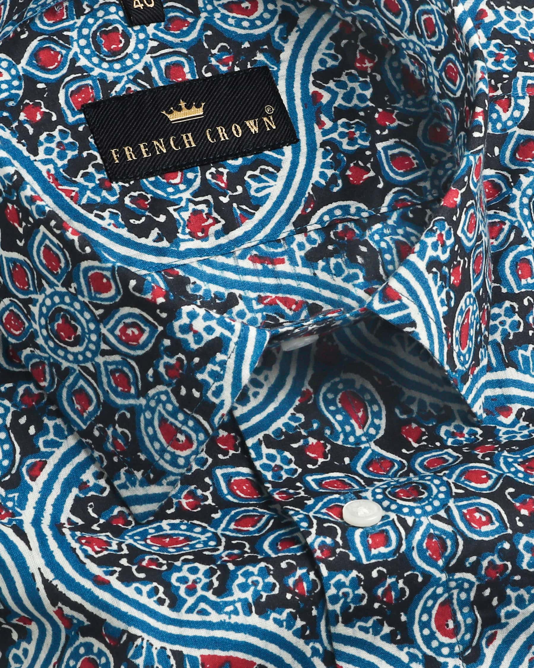Bahama Blue Paisleys Printed Lightweight Premium Cotton Shirt 4168-38, 4168-H-38, 4168-39, 4168-H-39, 4168-40, 4168-H-40, 4168-42, 4168-H-42, 4168-44, 4168-46, 4168-H-46, 4168-48, 4168-50, 4168-H-50, 4168-52, 4168-H-44, 4168-H-48, 4168-H-52