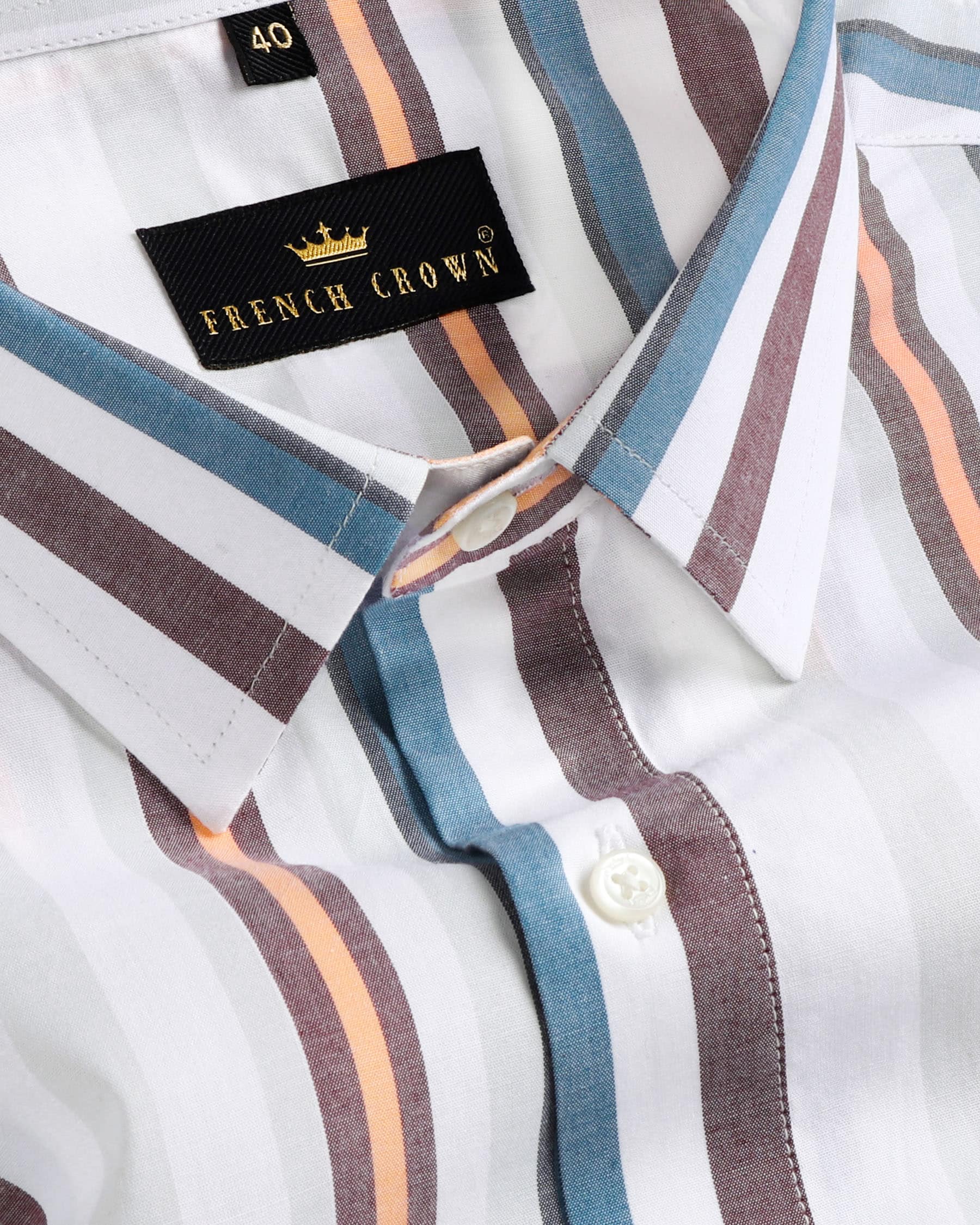 White with Colorful Retro Striped Premium Cotton Shirt 4308-H-48, 4308-H-52, 4308-H-39, 4308-H-40, 4308-42, 4308-H-42, 4308-46, 4308-H-46, 4308-48, 4308-50, 4308-H-50, 4308-52, 4308-38, 4308-39, 4308-44, 4308-H-44, 4308-H-38, 4308-40