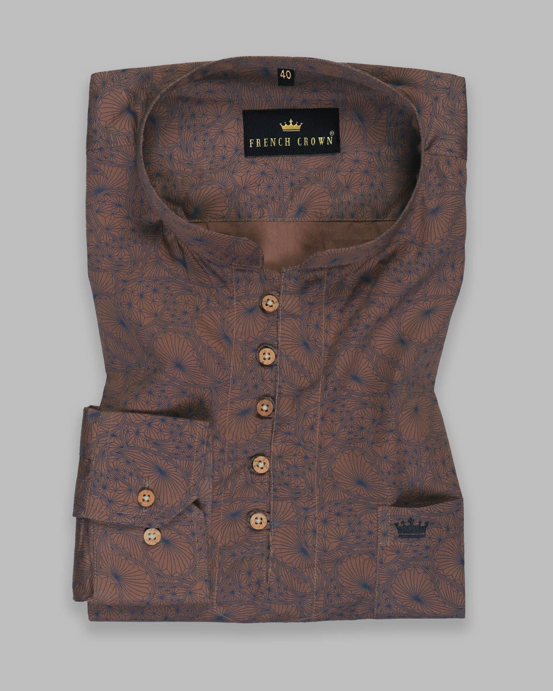 Roman Coffee-Tuna Premium Kurta Style Shirt 4353-KS-H-44, 4353-KS-46, 4353-KS-48, 4353-KS-38, 4353-KS-H-38, 4353-KS-39, 4353-KS-H-39, 4353-KS-40, 4353-KS-42, 4353-KS-H-42, 4353-KS-44, 4353-KS-H-46, 4353-KS-H-48, 4353-KS-50, 4353-KS-H-50, 4353-KS-52, 4353-KS-H-52, 4353-KS-H-40