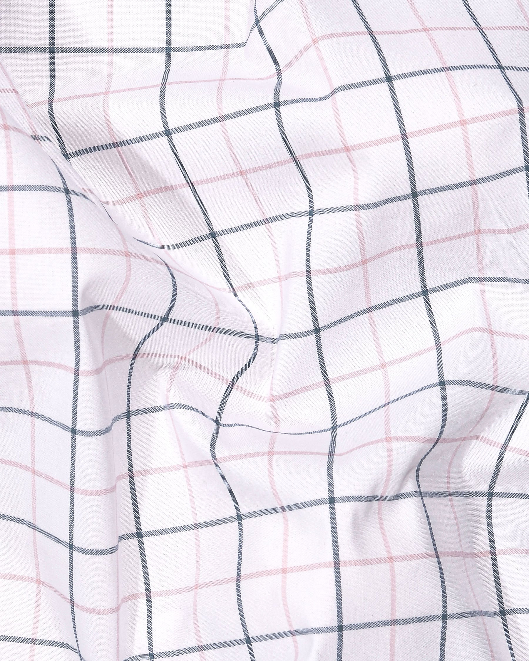 White with Pink and Grey Windowpane Premium Poplin Shirt
