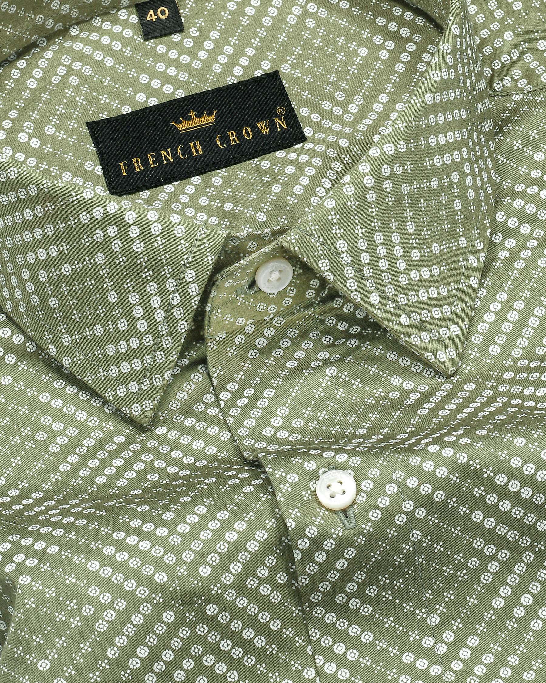 Sage Green Printed Premium Cotton Shirt 4369-38, 4369-42, 4369-H-42, 4369-H-38, 4369-39, 4369-H-39, 4369-40, 4369-H-40, 4369-44, 4369-H-46, 4369-48, 4369-H-48, 4369-50, 4369-H-50, 4369-52, 4369-H-44, 4369-46, 4369-H-52