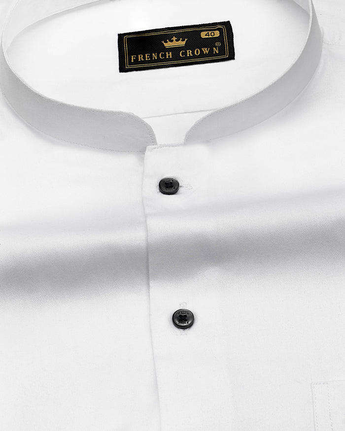 Amswan Premium Men'S Crinkle Cotton Shirt - Mandarin Collar, Long Sleeves