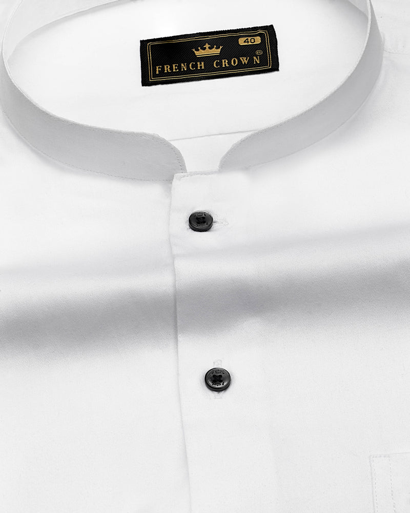 Tiger Black Satin Mandarin Collar Shirt - SNITCH