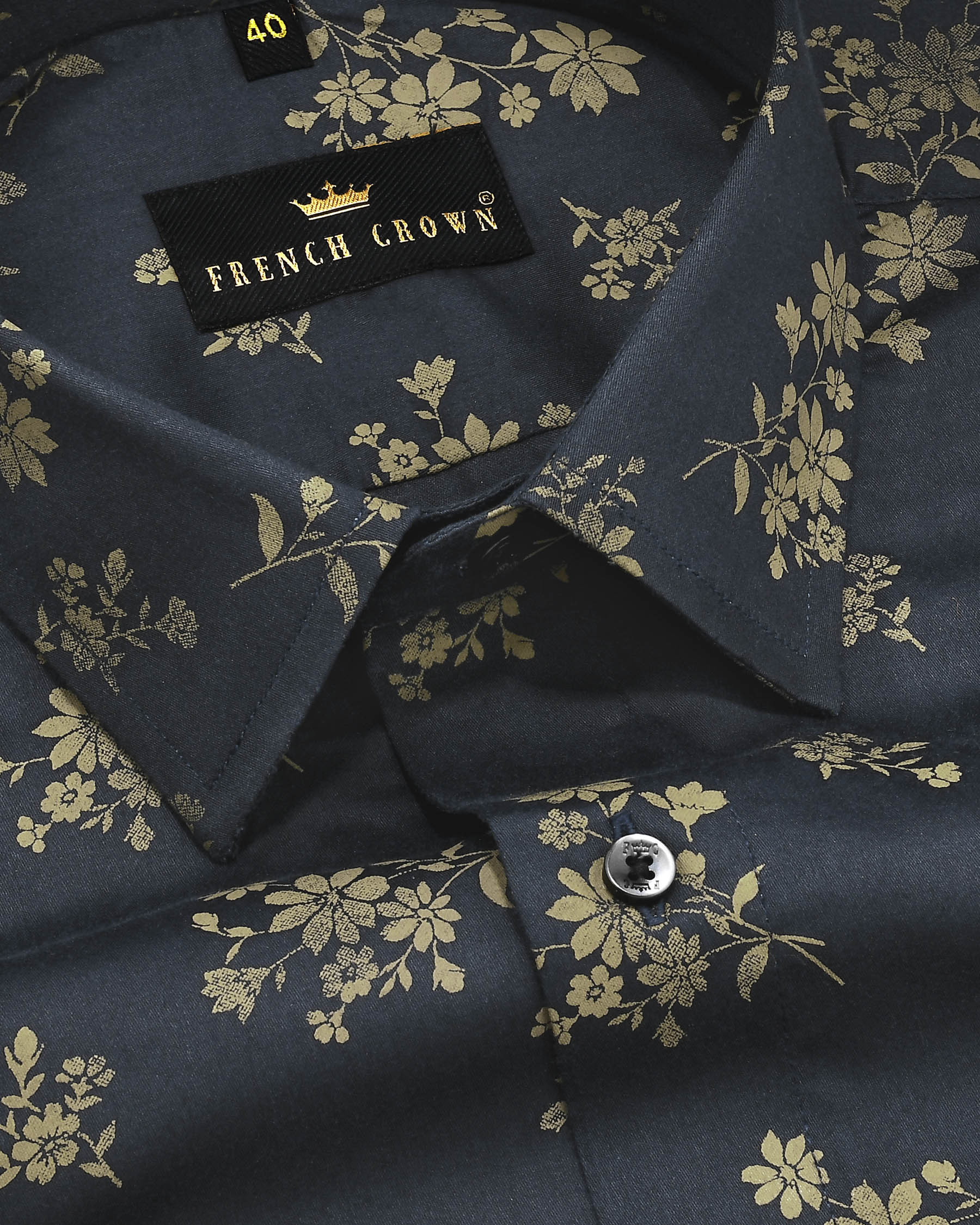 Navy Flowers Printed Premium Satin Shirt 4454-BLK-H-42, 4454-BLK-H-52, 4454-BLK-H-48, 4454-BLK-50, 4454-BLK-38, 4454-BLK-H-38, 4454-BLK-39, 4454-BLK-H-39, 4454-BLK-40, 4454-BLK-H-40, 4454-BLK-42, 4454-BLK-44, 4454-BLK-H-44, 4454-BLK-46, 4454-BLK-H-46, 4454-BLK-48, 4454-BLK-H-50, 4454-BLK-52