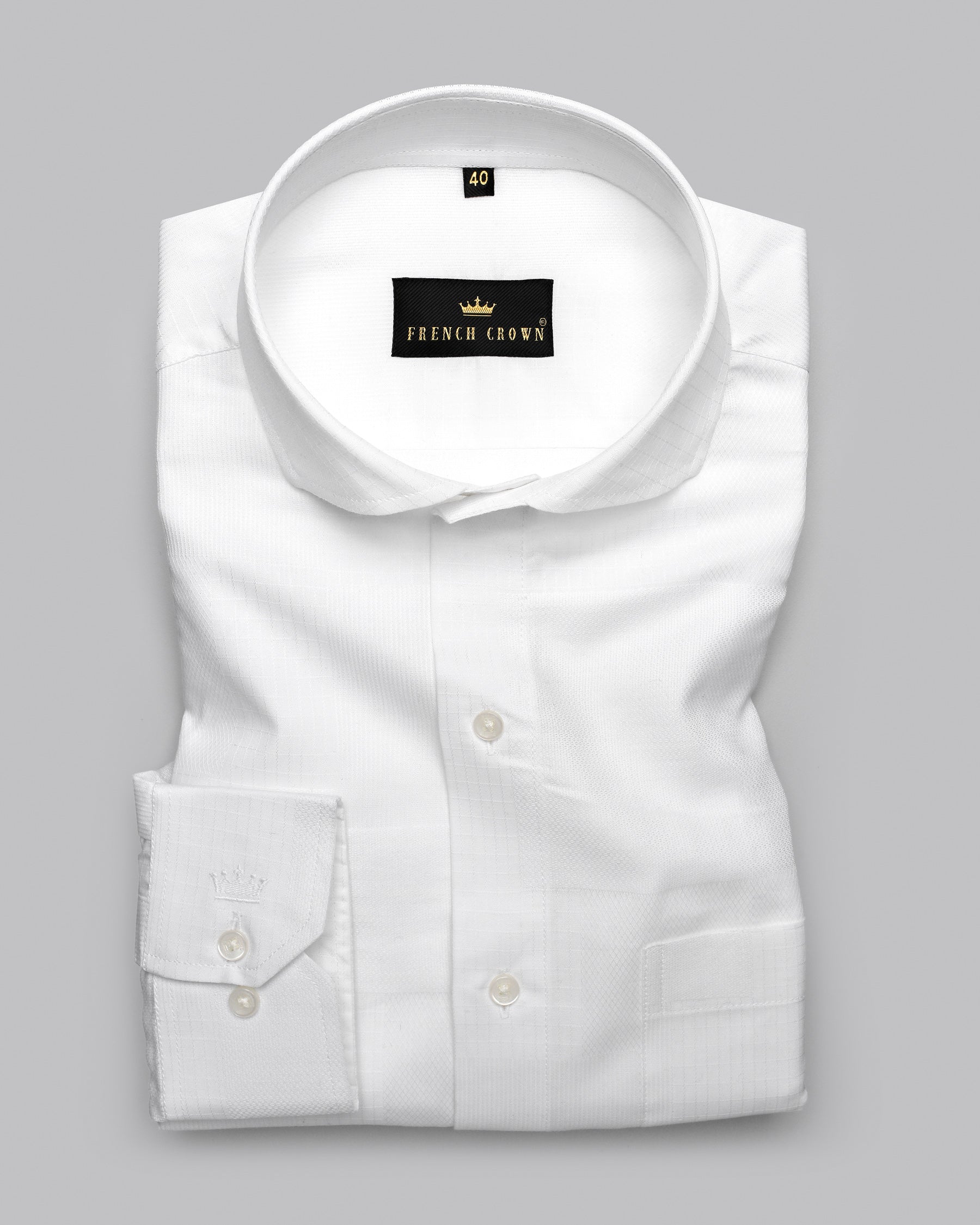 Bright White Jacquard Premium Giza Cotton Shirt