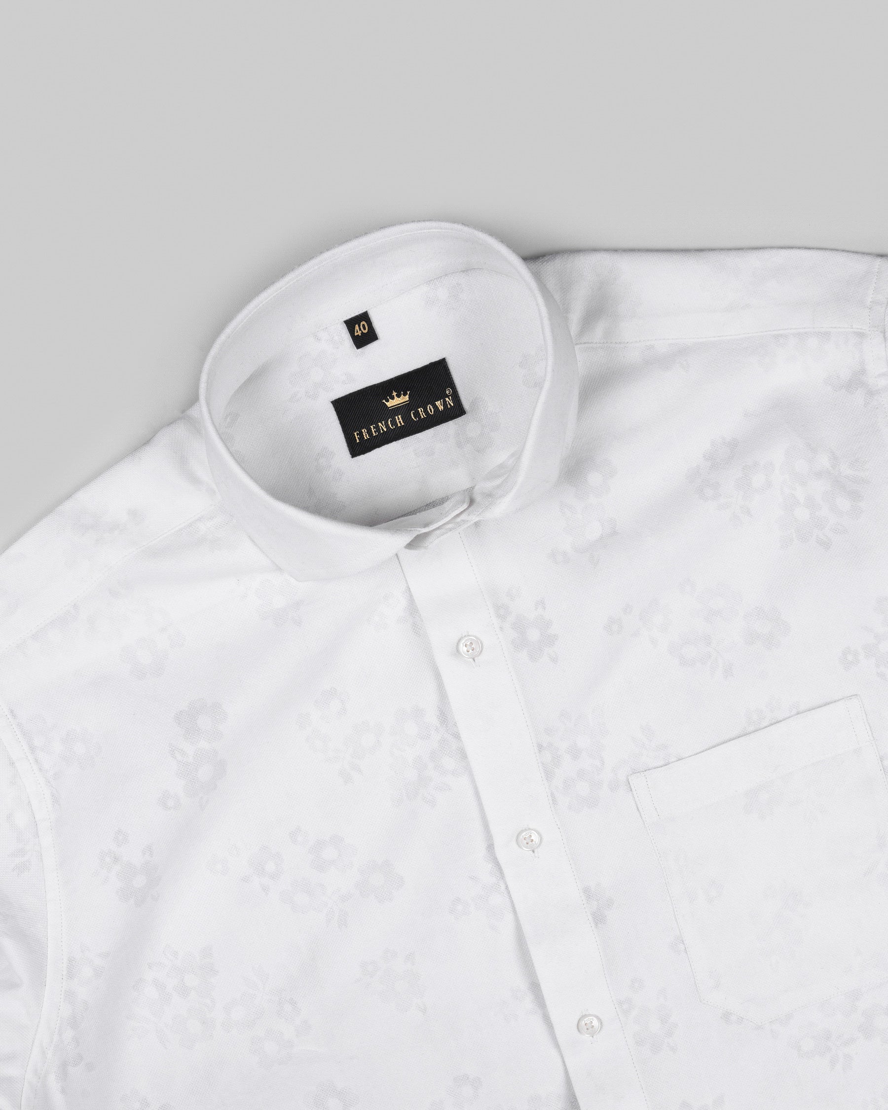 Bright White Flora Dobby Premium Giza Cotton Shirt